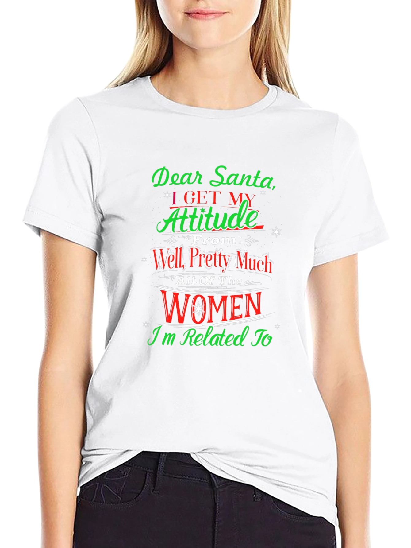 Black Funny Dear Santa Women Related To Graphic T-Shirt view 9