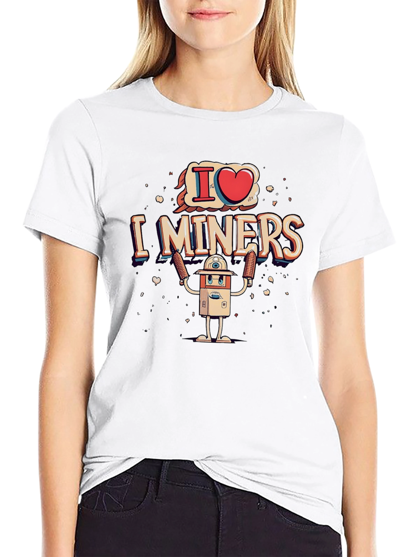 Black I Heart Miners Graphic Tee - Black Cotton T-Shirt view 9