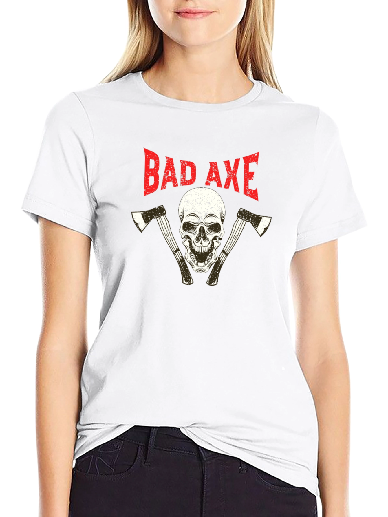Black Bad Axe Skull T-Shirt - Black Graphic Tee view 9