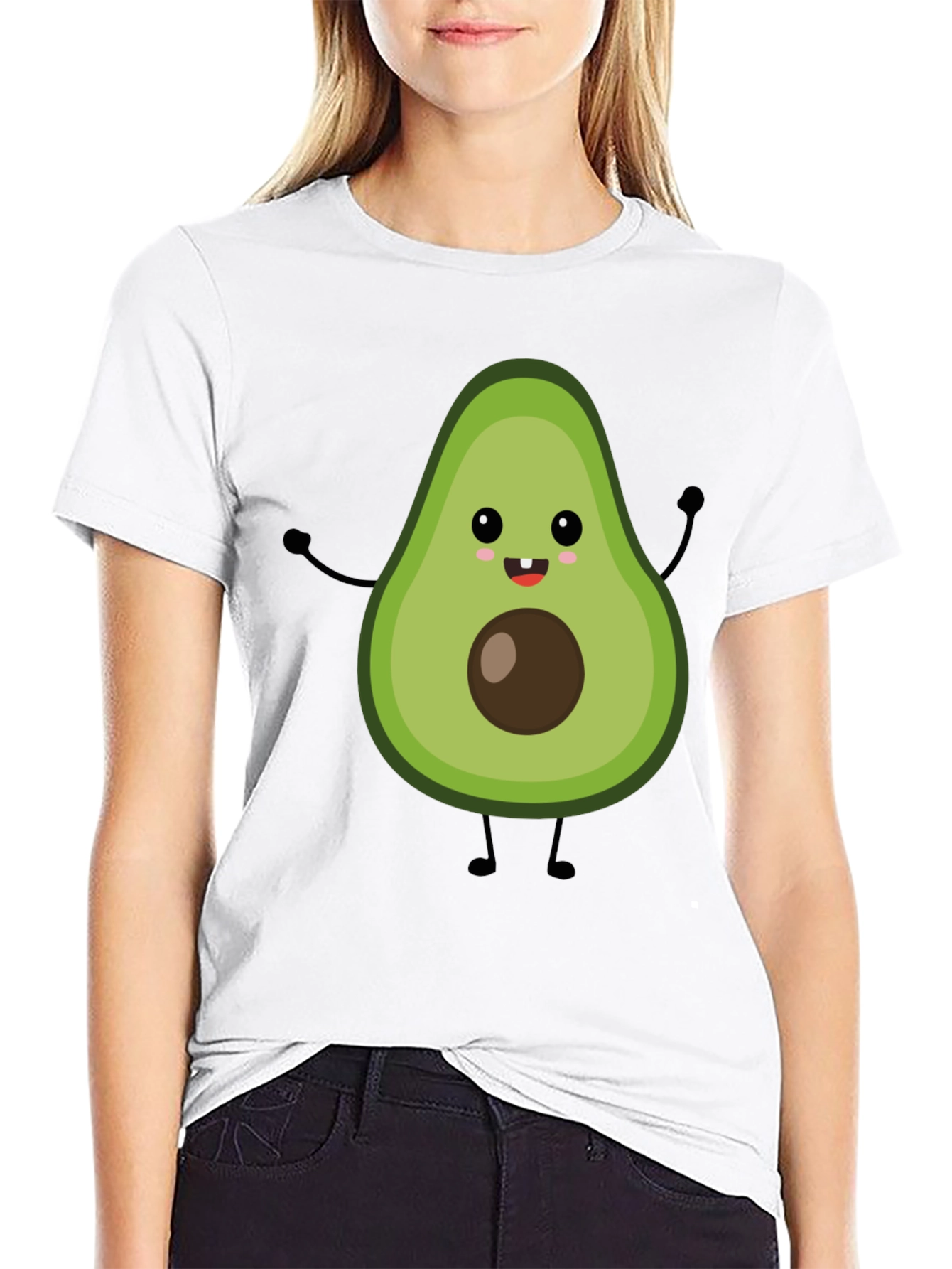 Black Cute Avocado Graphic Black T-Shirt view 9