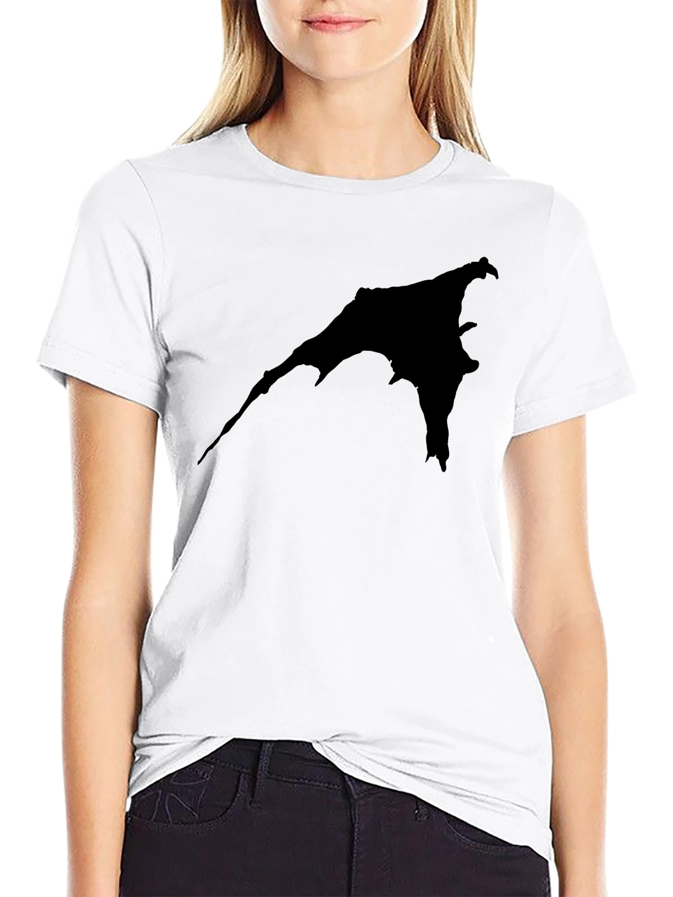 Black Black Graphic Tee - Bat Silhouette Print view 9