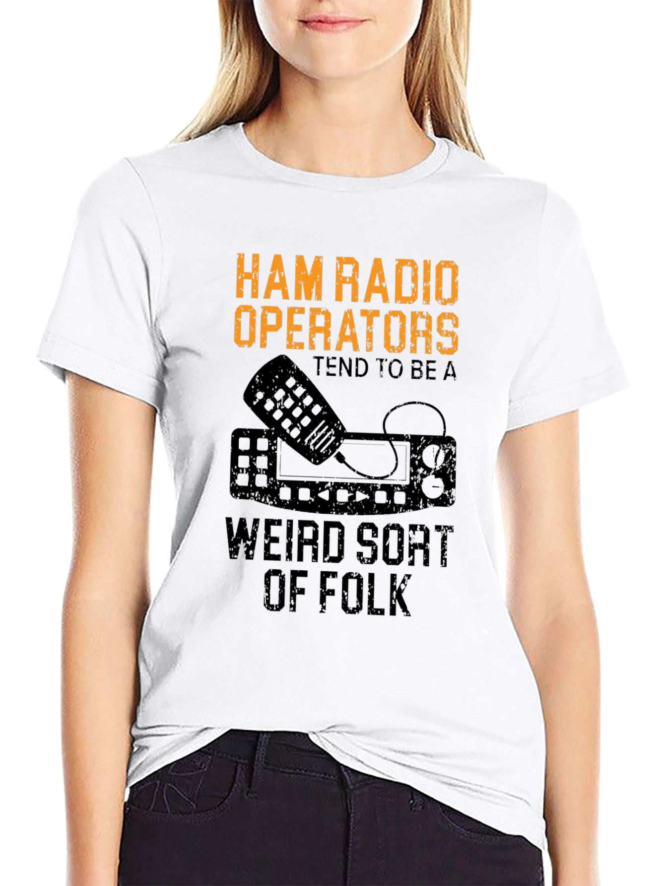 Black Ham Radio Operator Weird Folk Black T-Shirt view 9