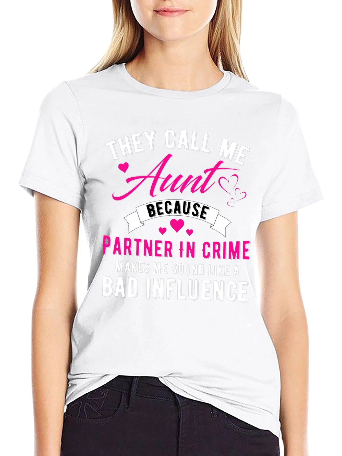 Black Aunt Partner in Crime T-Shirt: Bad Influence Tee view 9