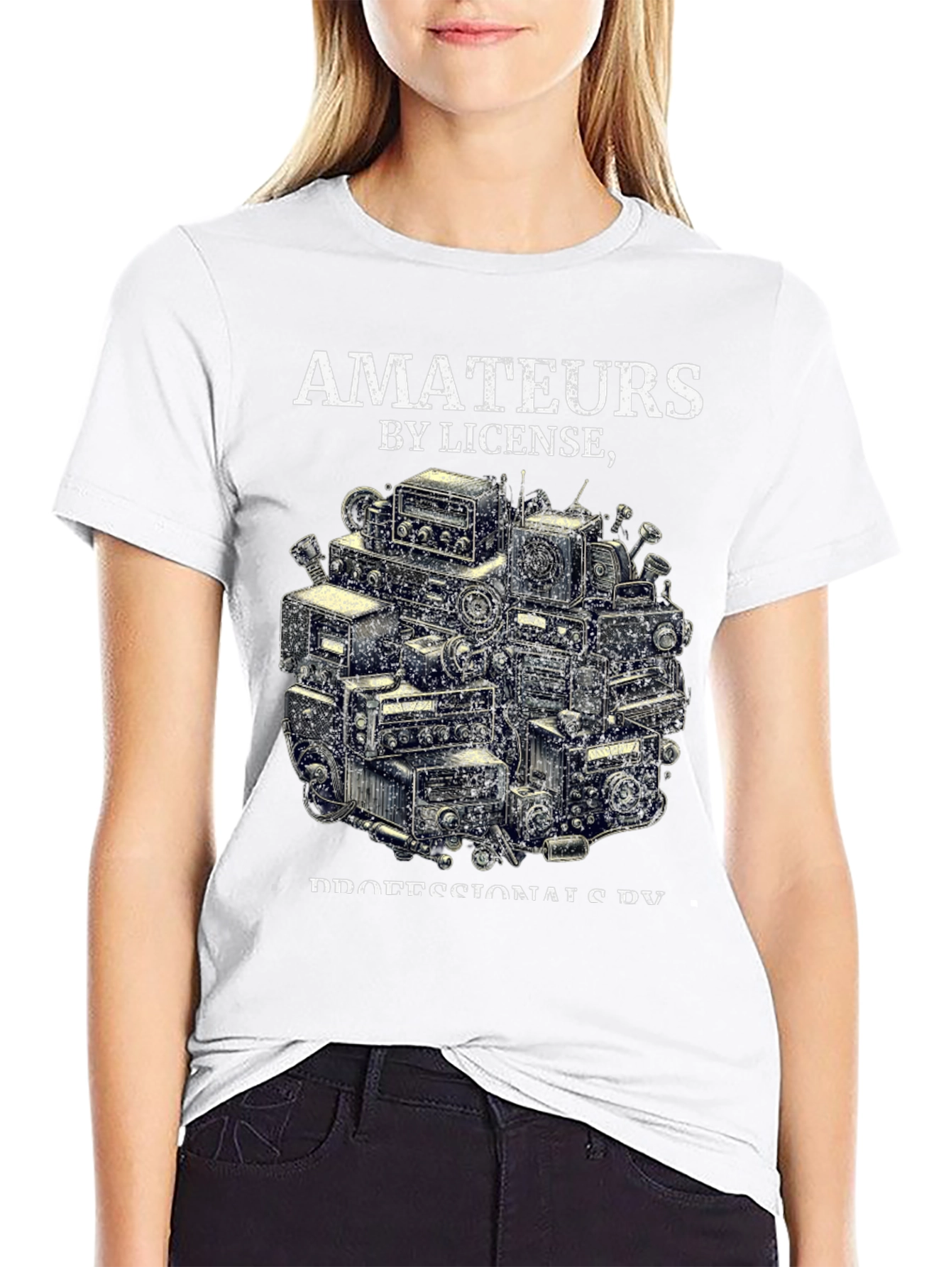 Black Amateurs by License T-Shirt - Ham Radio Operator Design view 9