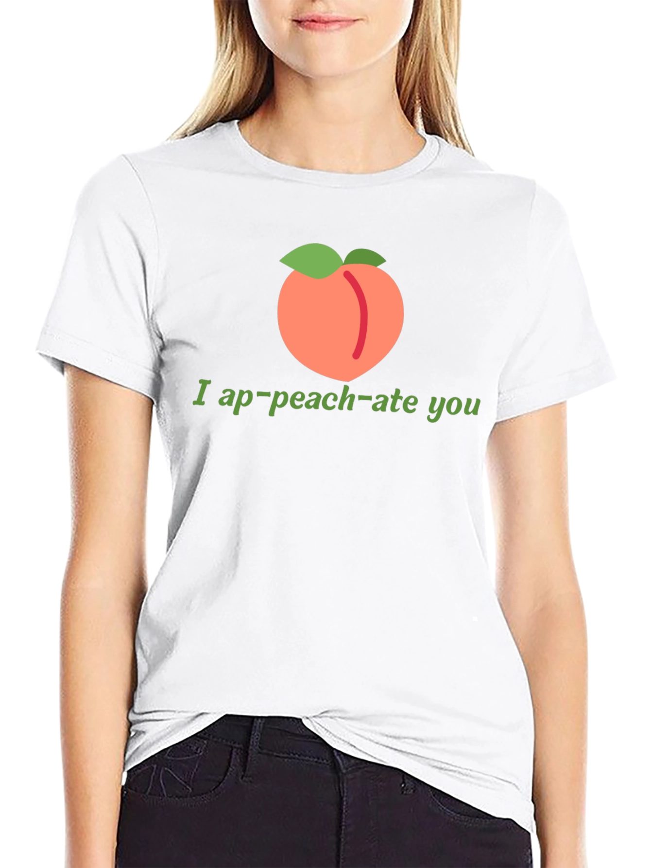 Black Funny "I ap-peach-ate you" Black T-Shirt view 9