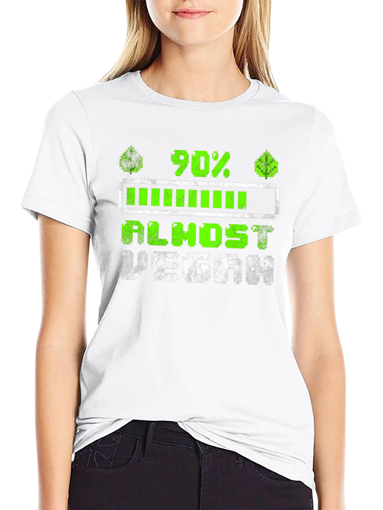 Black Almost Vegan Loading Funny T-Shirt view 9
