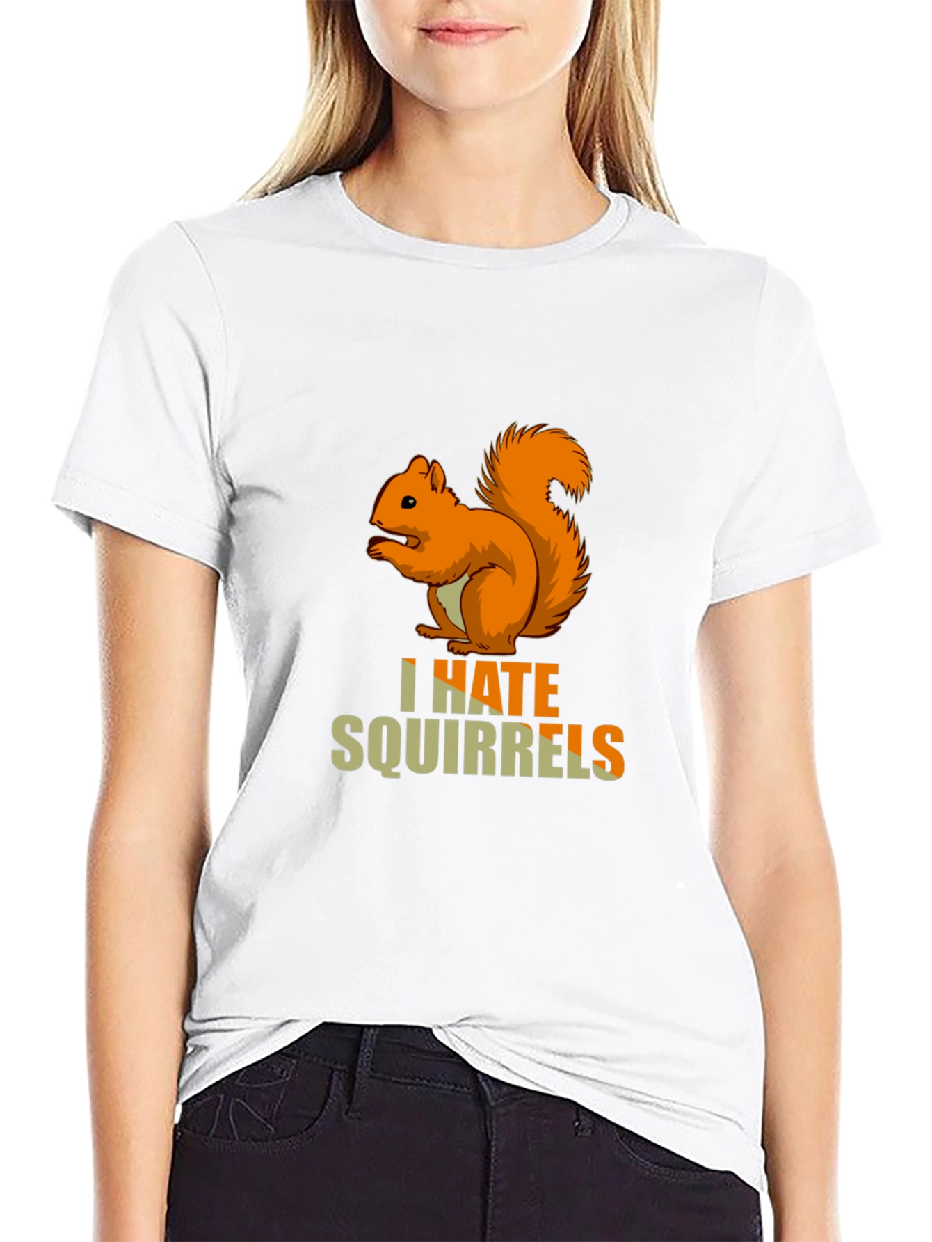 Black I Hate Squirrels Funny Graphic Tee view 9