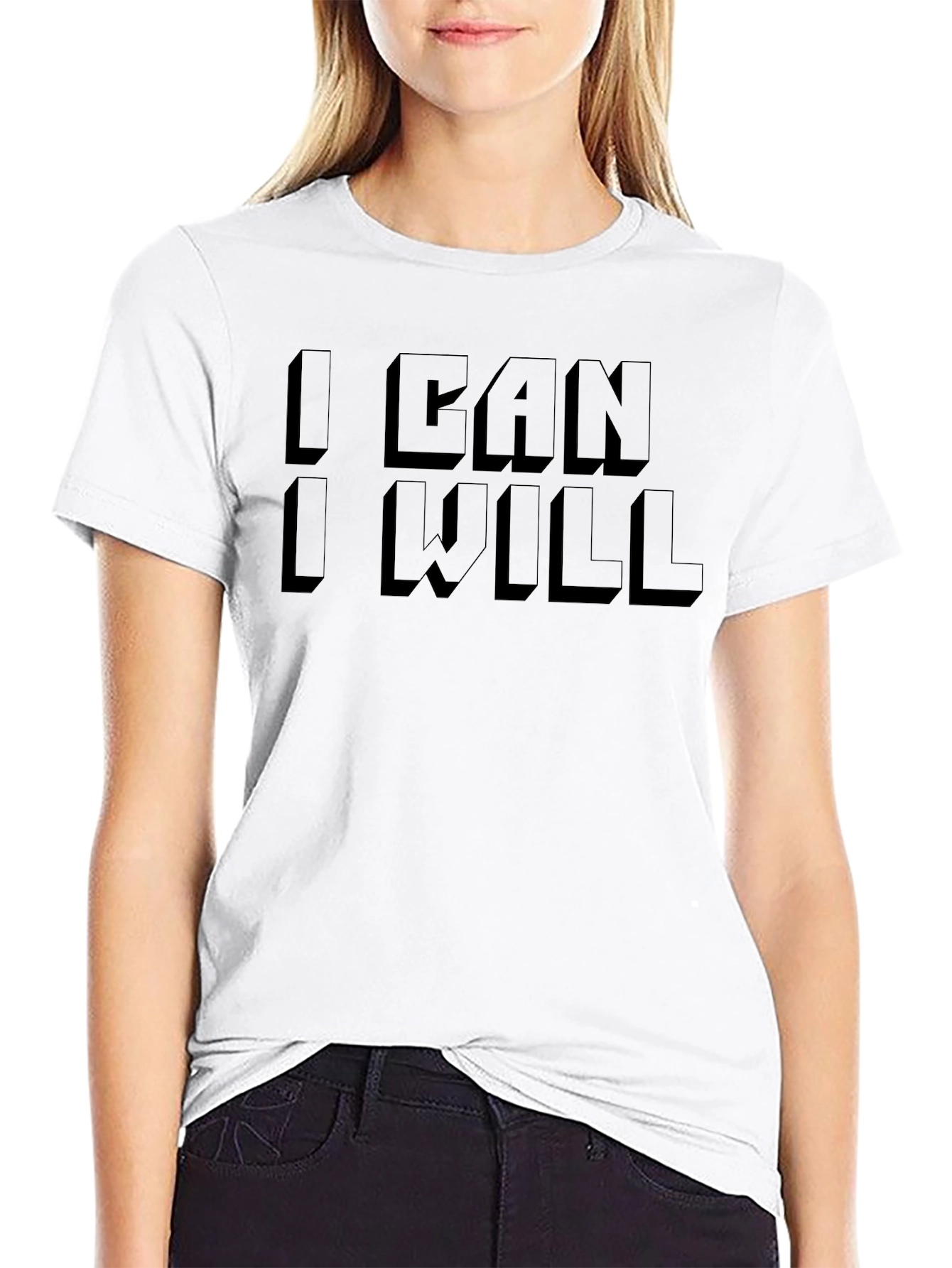 Black I Can I Will T-Shirt Motivation Gym Workout Graphic Tee view 9