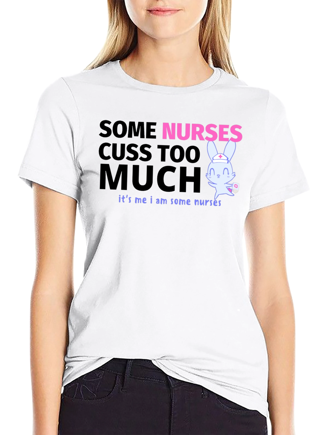 Black Funny Nurse T-Shirt: Some Nurses Cuss Too Much view 9