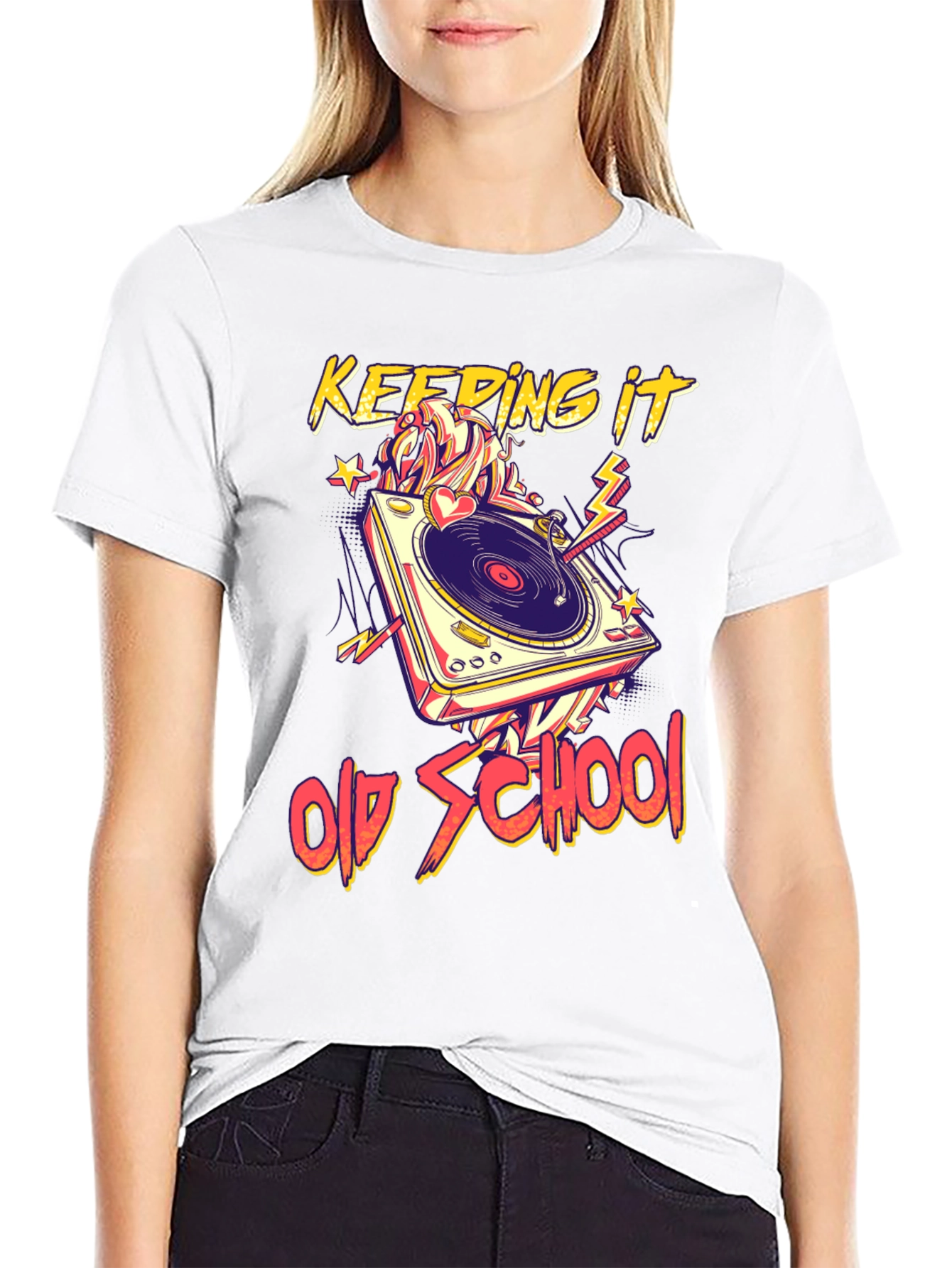 Black Keeping It Old School Turntable Graphic Tee view 9