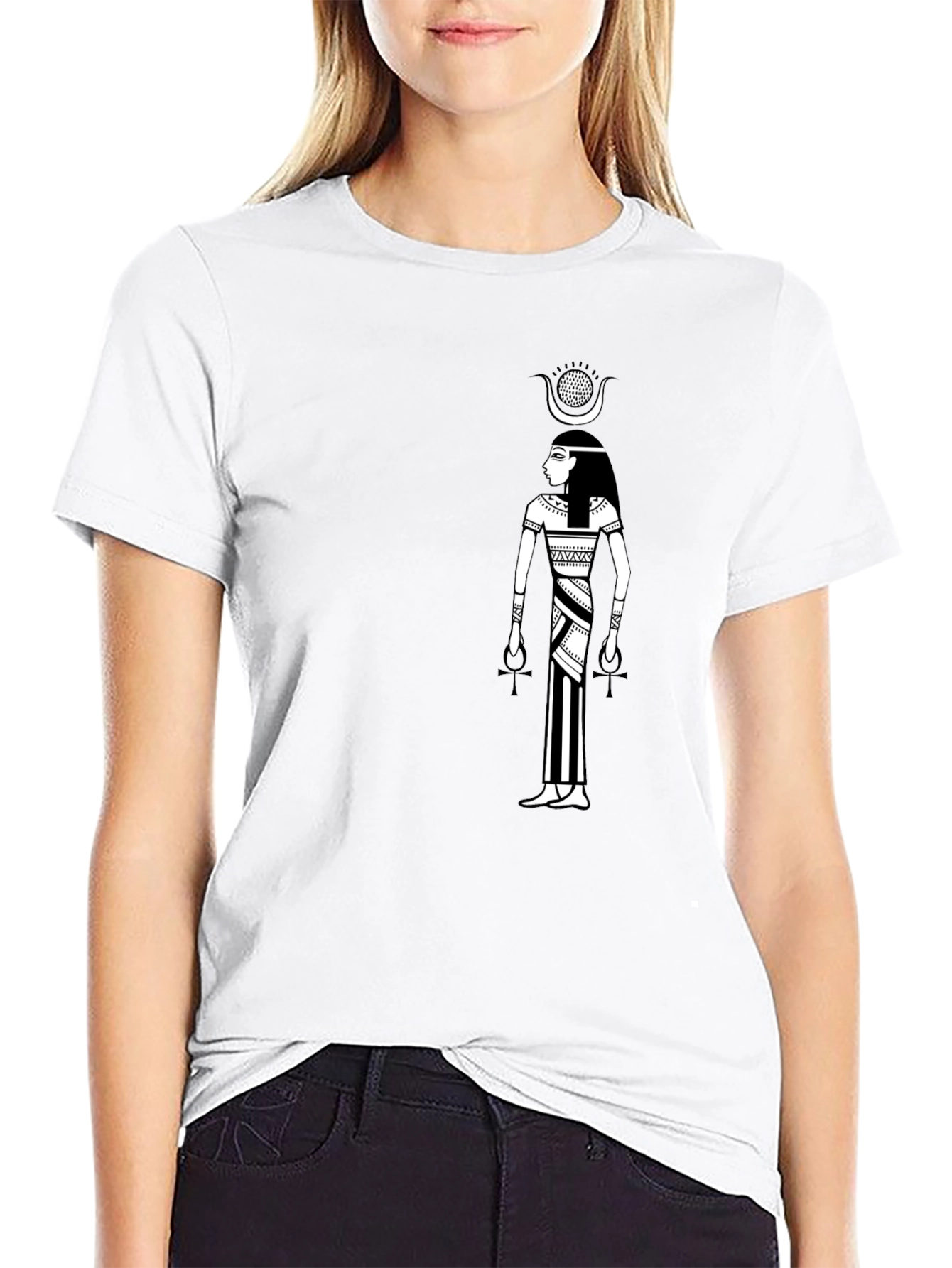 Black Egyptian Goddess Graphic Tee - Black Cotton T-Shirt view 9