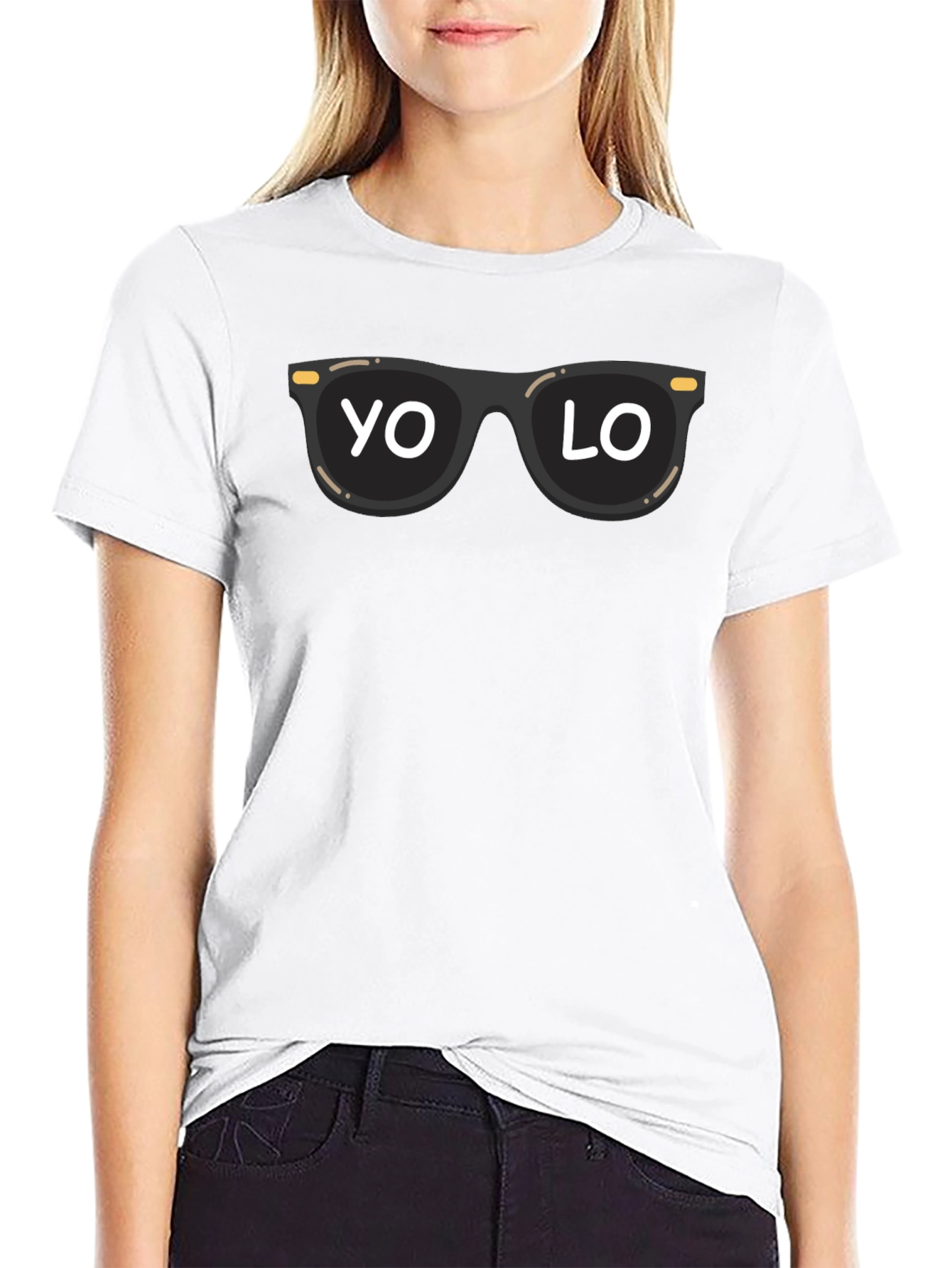 Black Cool YOLO Sunglasses Graphic Tee - Black view 9
