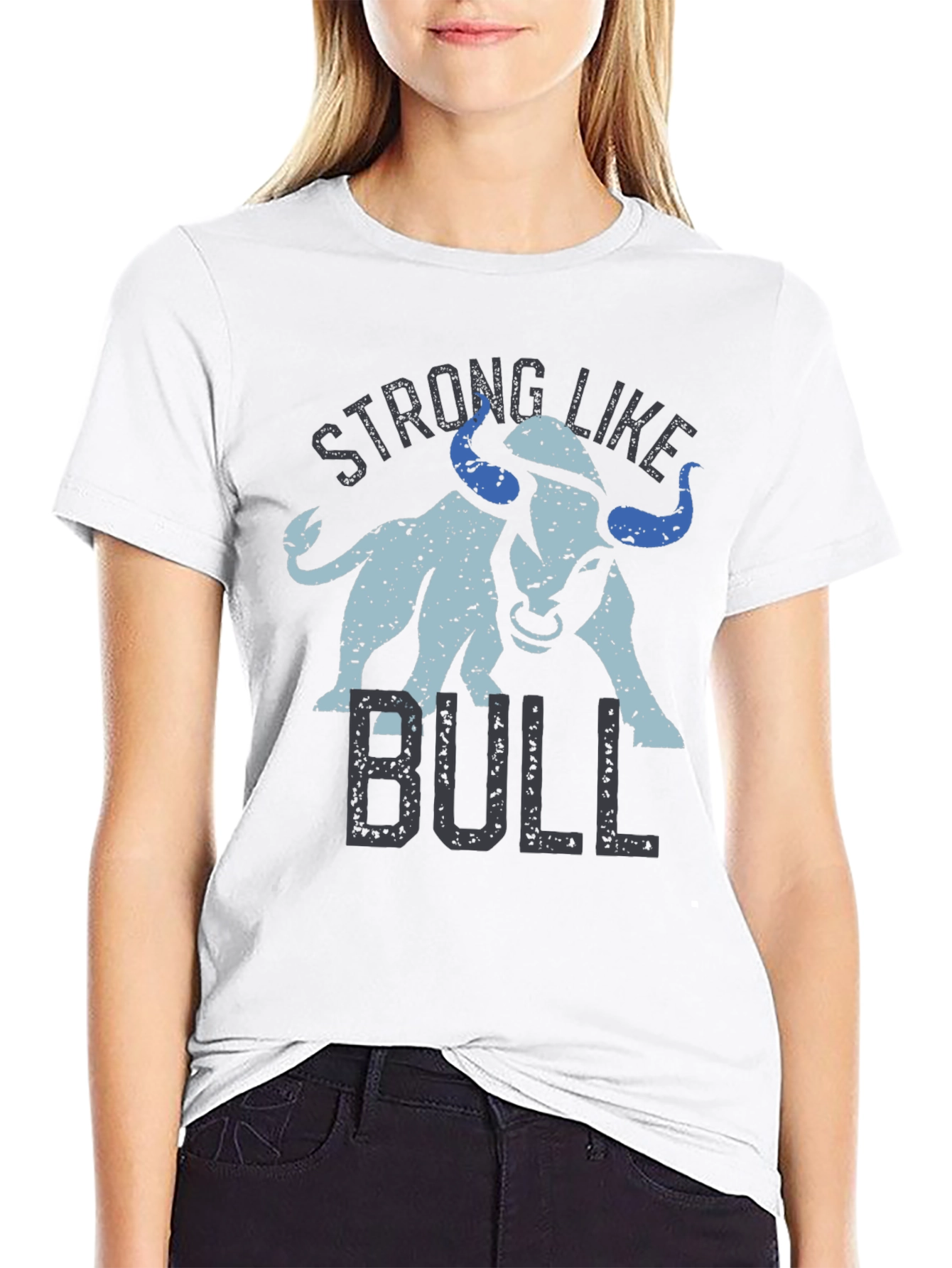 Black Strong Like Bull Graphic Tee - Black Cotton Blend T-Shirt view 9