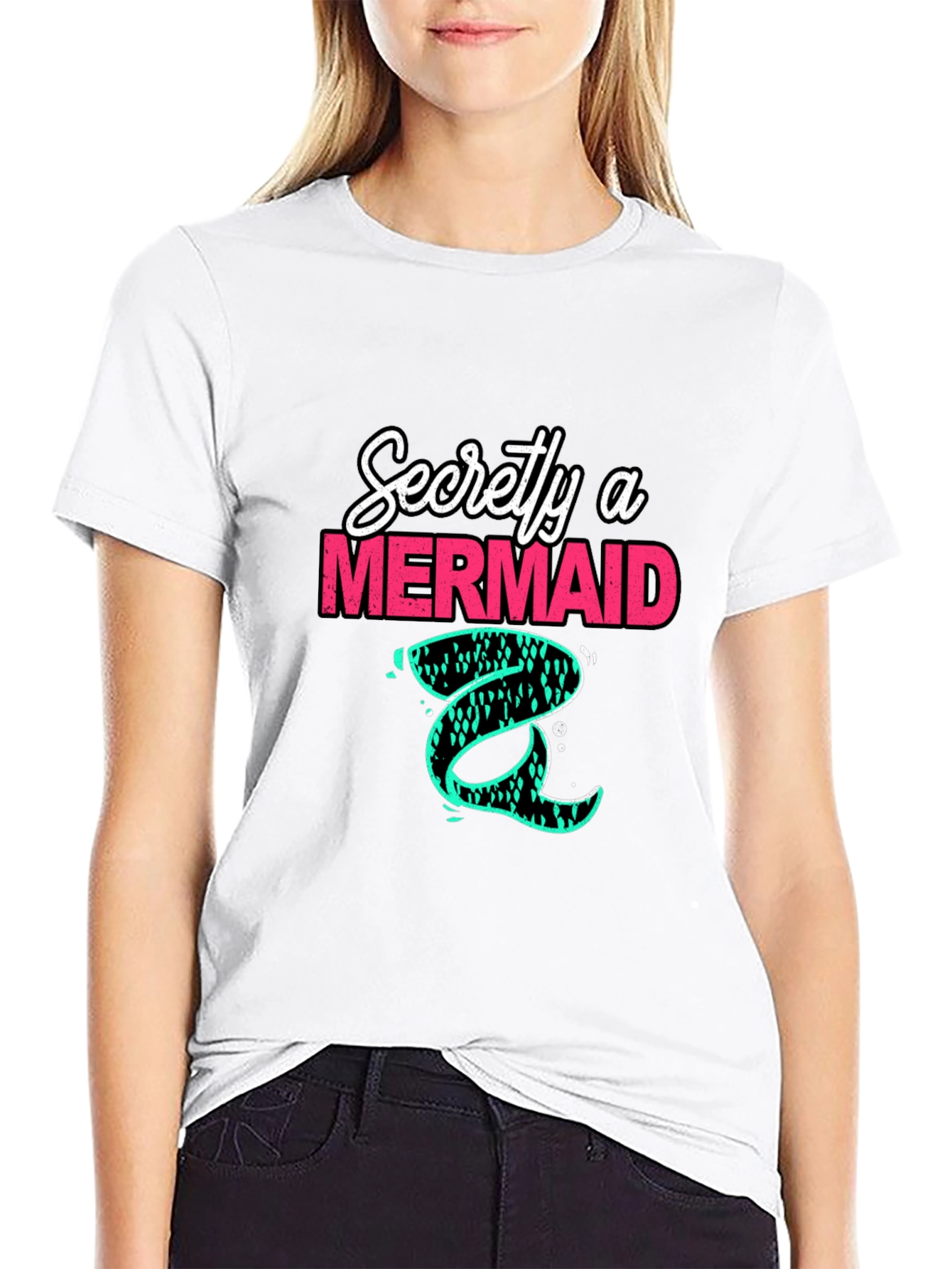 Black Secretly a Mermaid T-Shirt - Unique Graphic Tee view 9