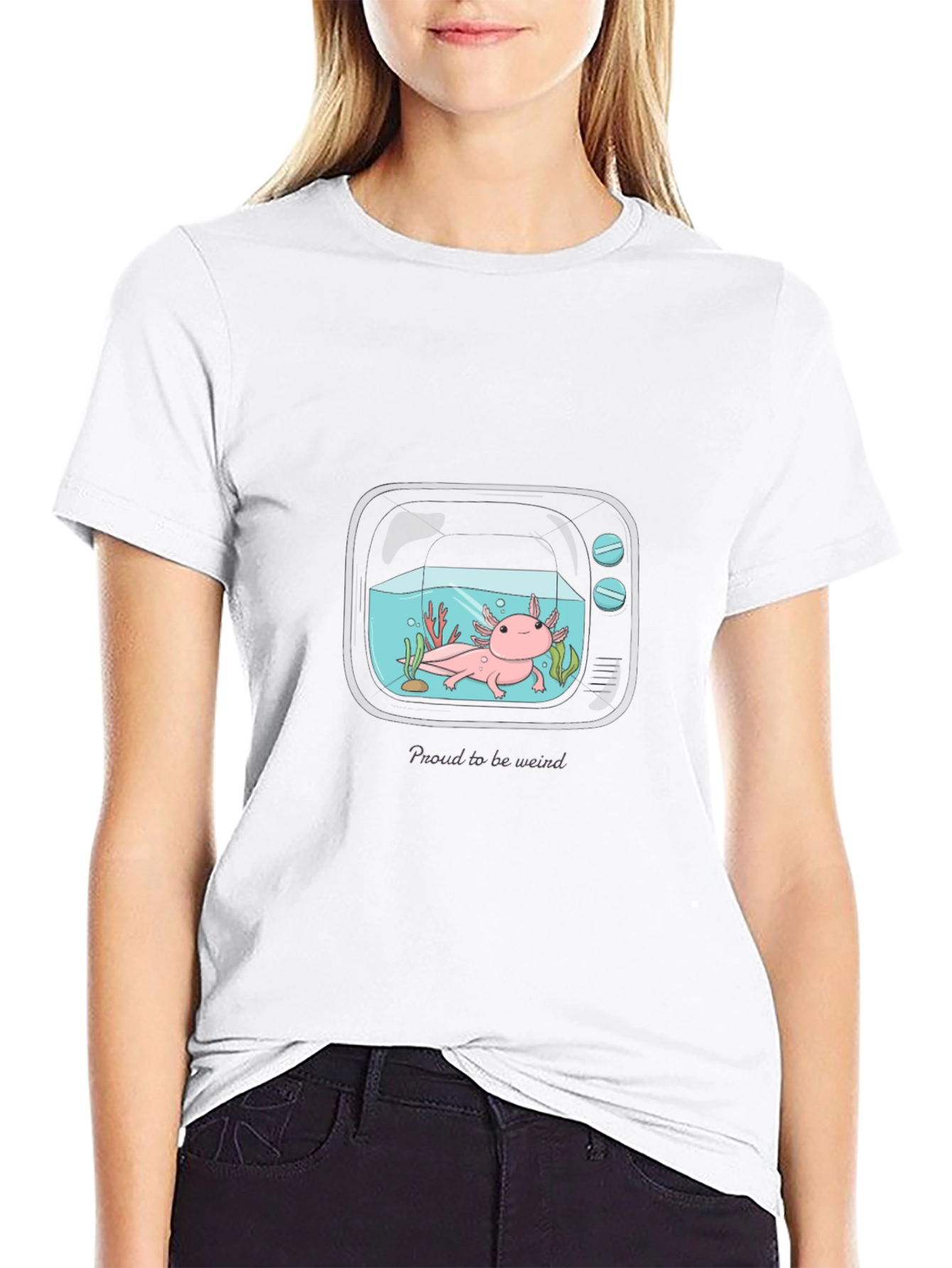 Black Proud to Be Weird Axolotl T-Shirt view 9