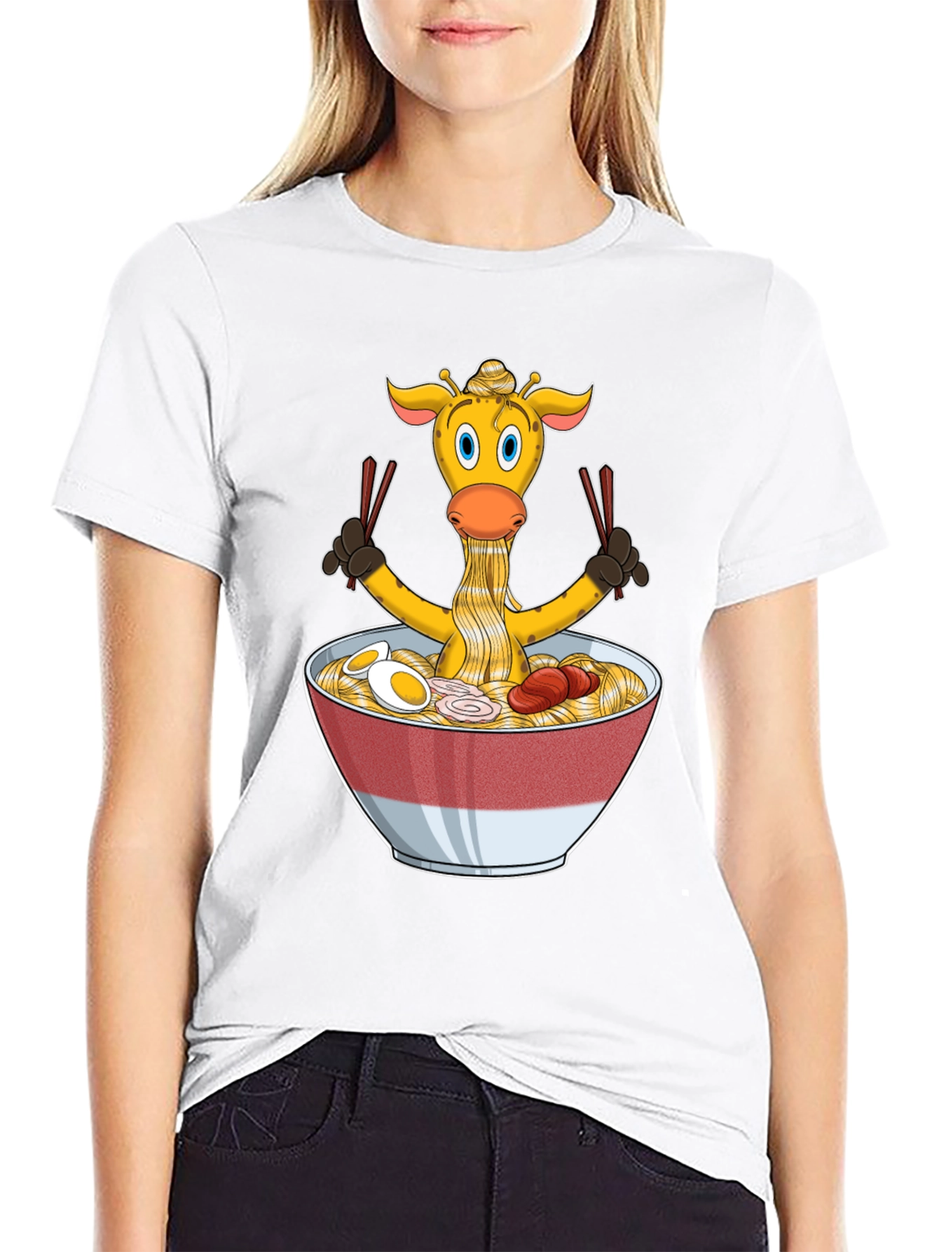 Black Giraffe Ramen T-Shirt - Unique Graphic Tee view 9