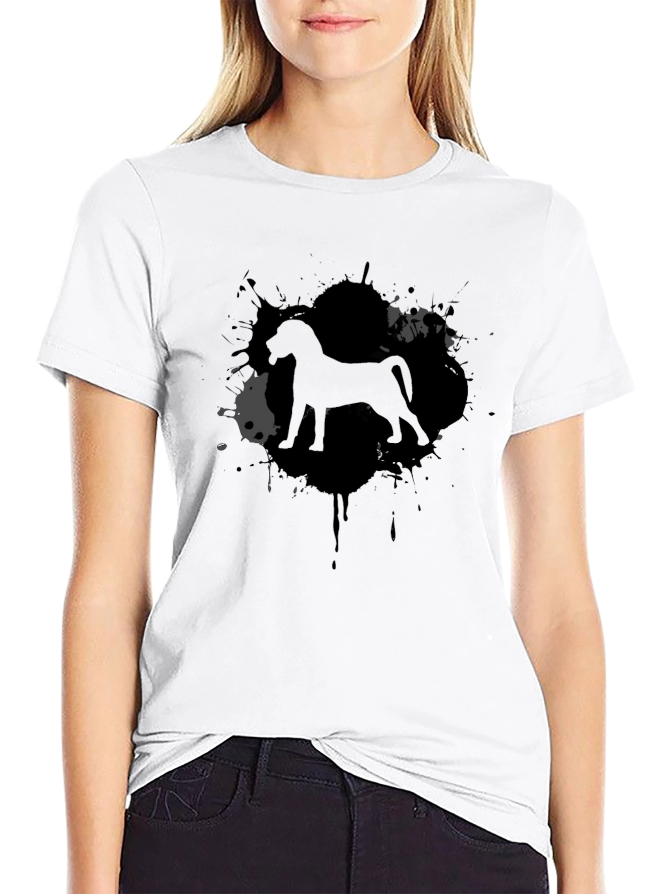 Black Dog Breed Silhouette Black T-Shirt view 9