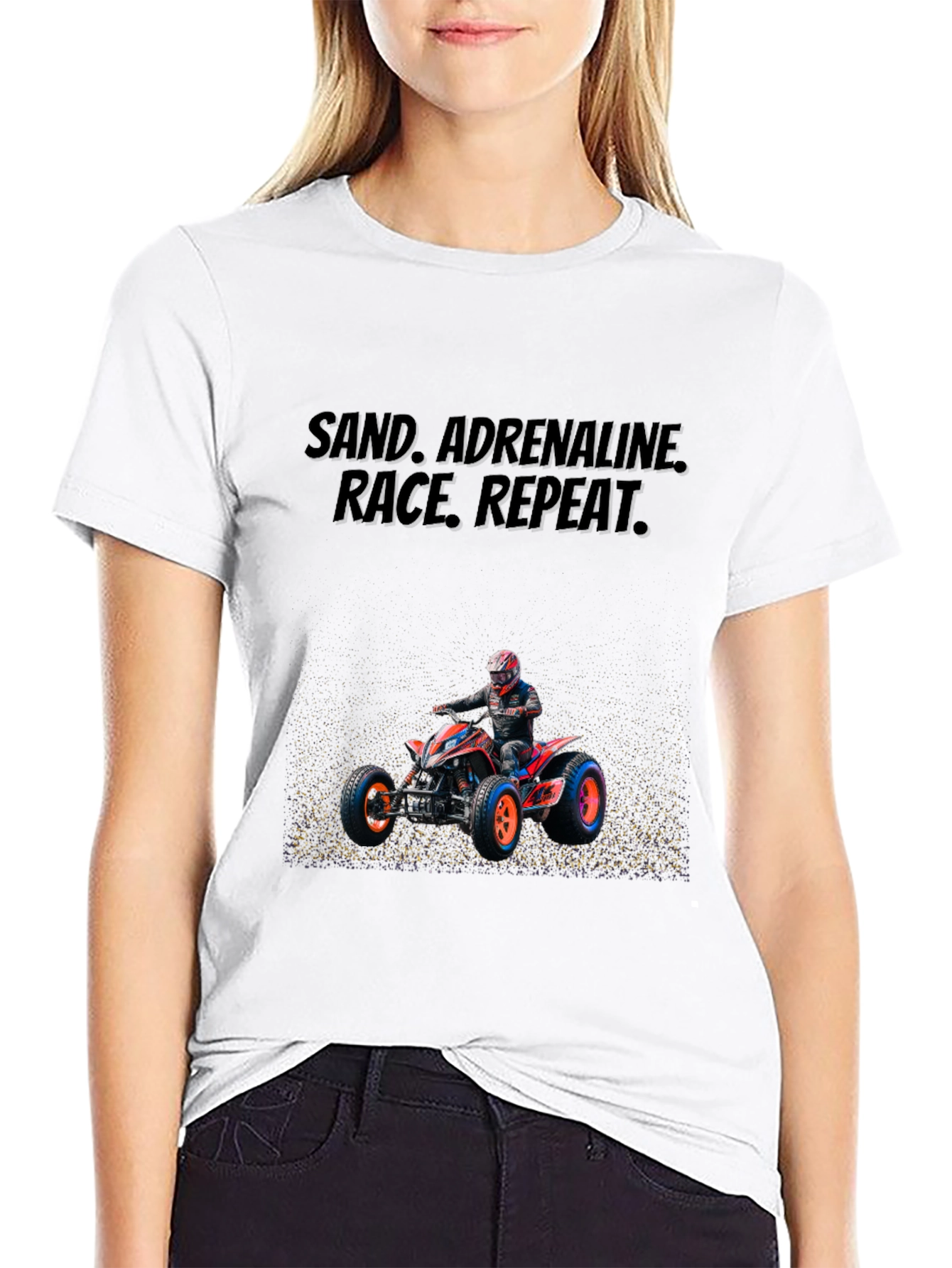 Black Sand Adrenaline ATV Rider Black Graphic Tee view 9