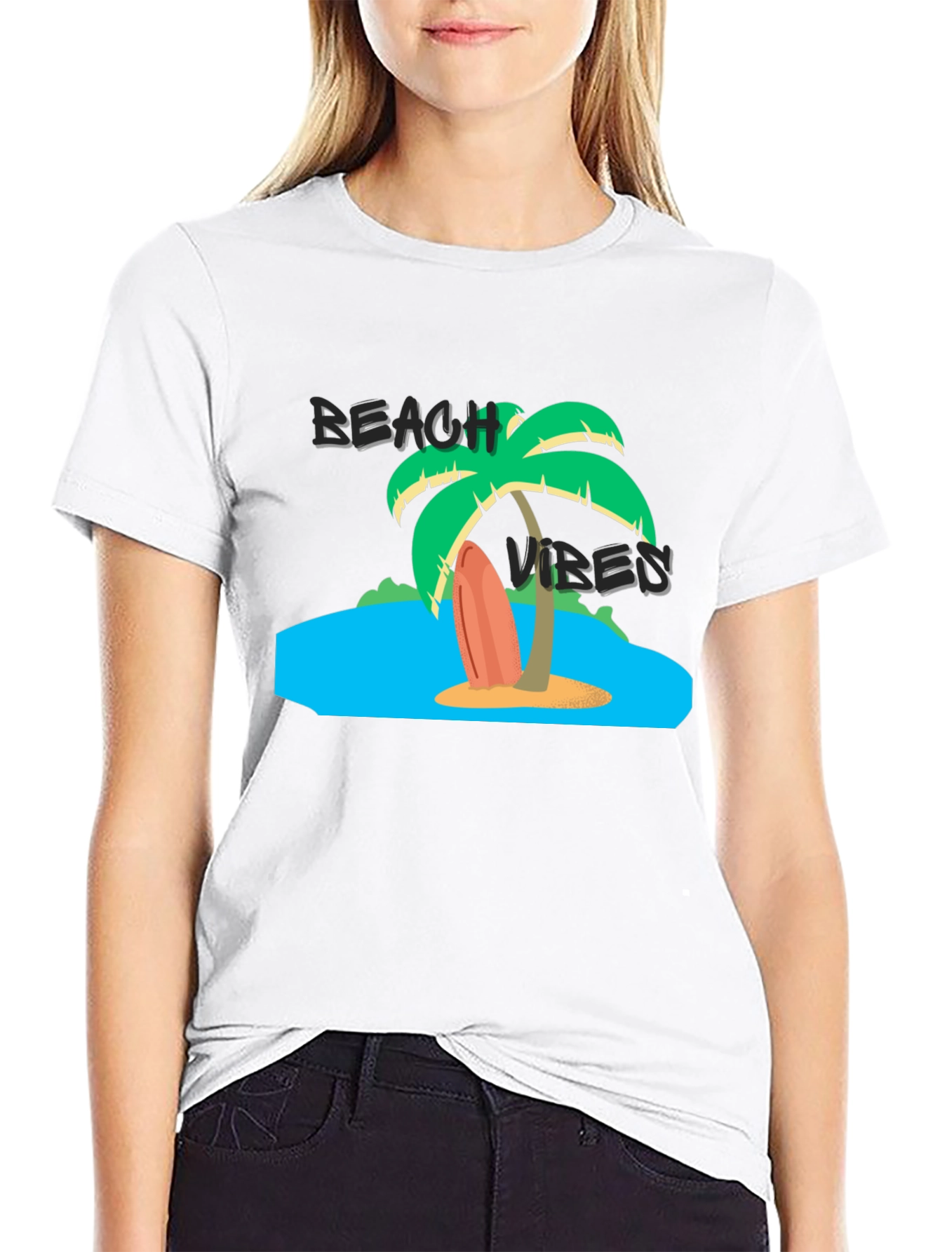 Black Beach Vibes Graphic Black T-Shirt view 9