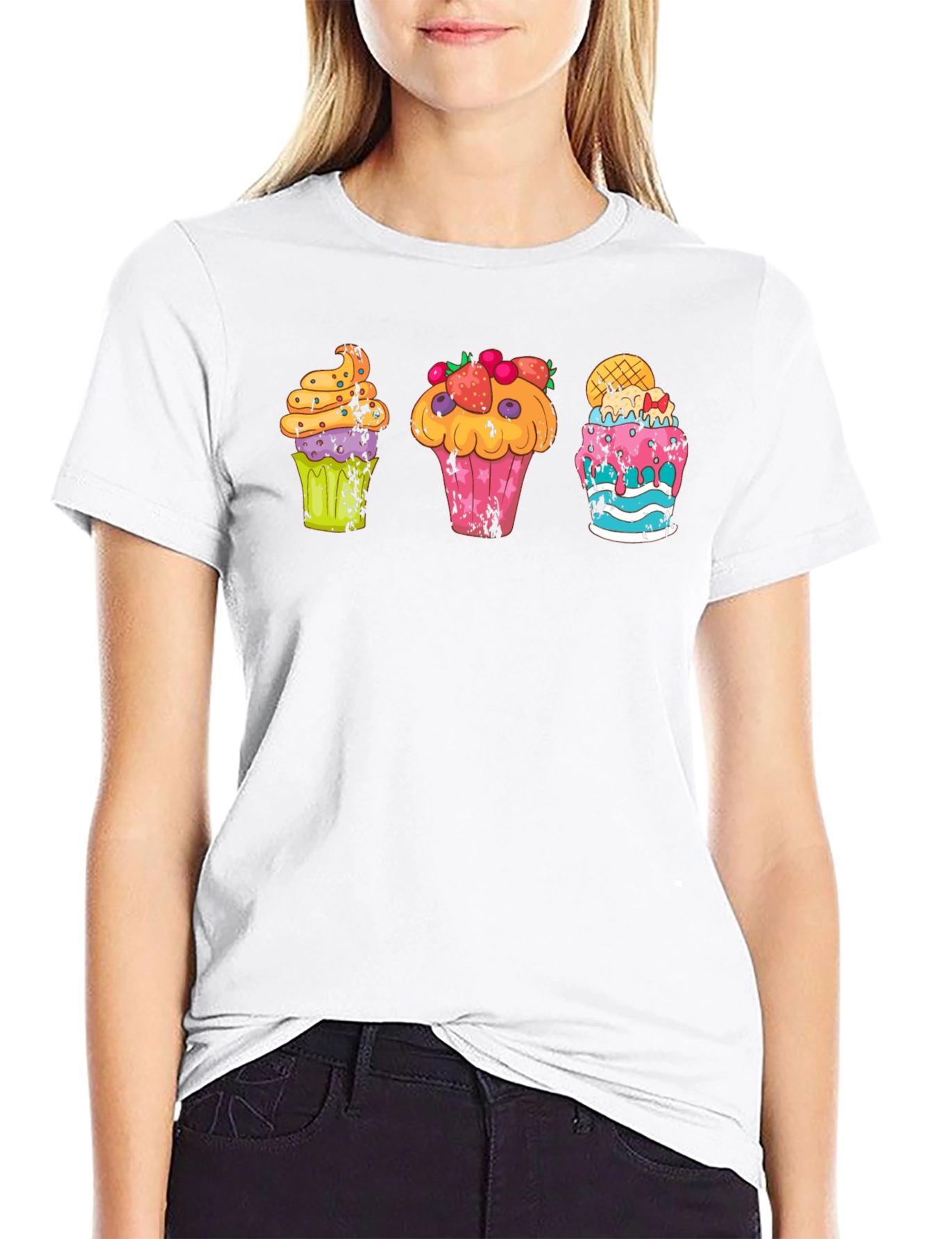 Black Fun Cupcake Graphic T-Shirt view 9