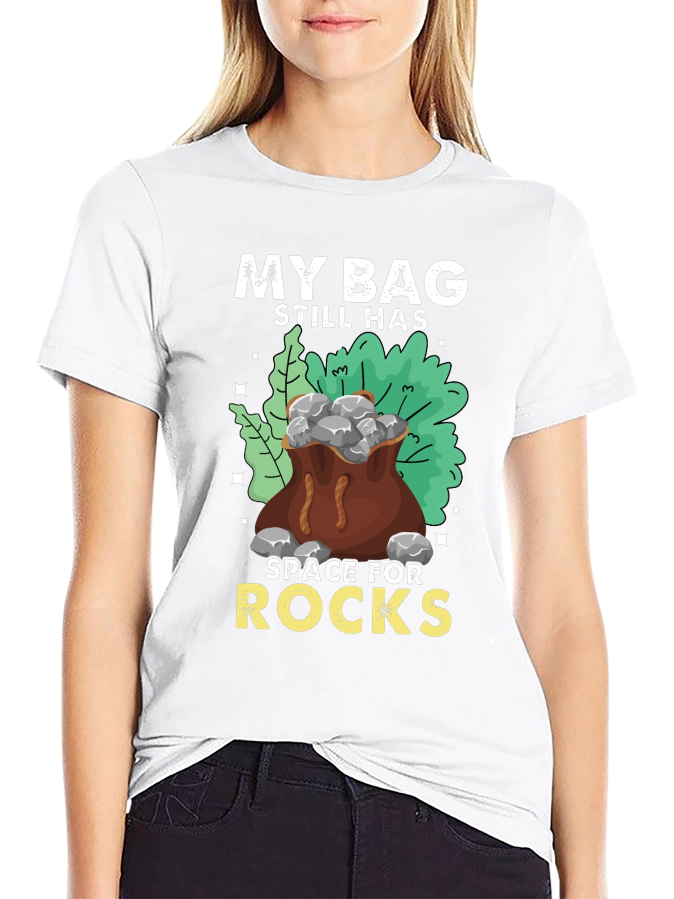 Black My Bag Still Has Space For Rocks Black T-Shirt view 9