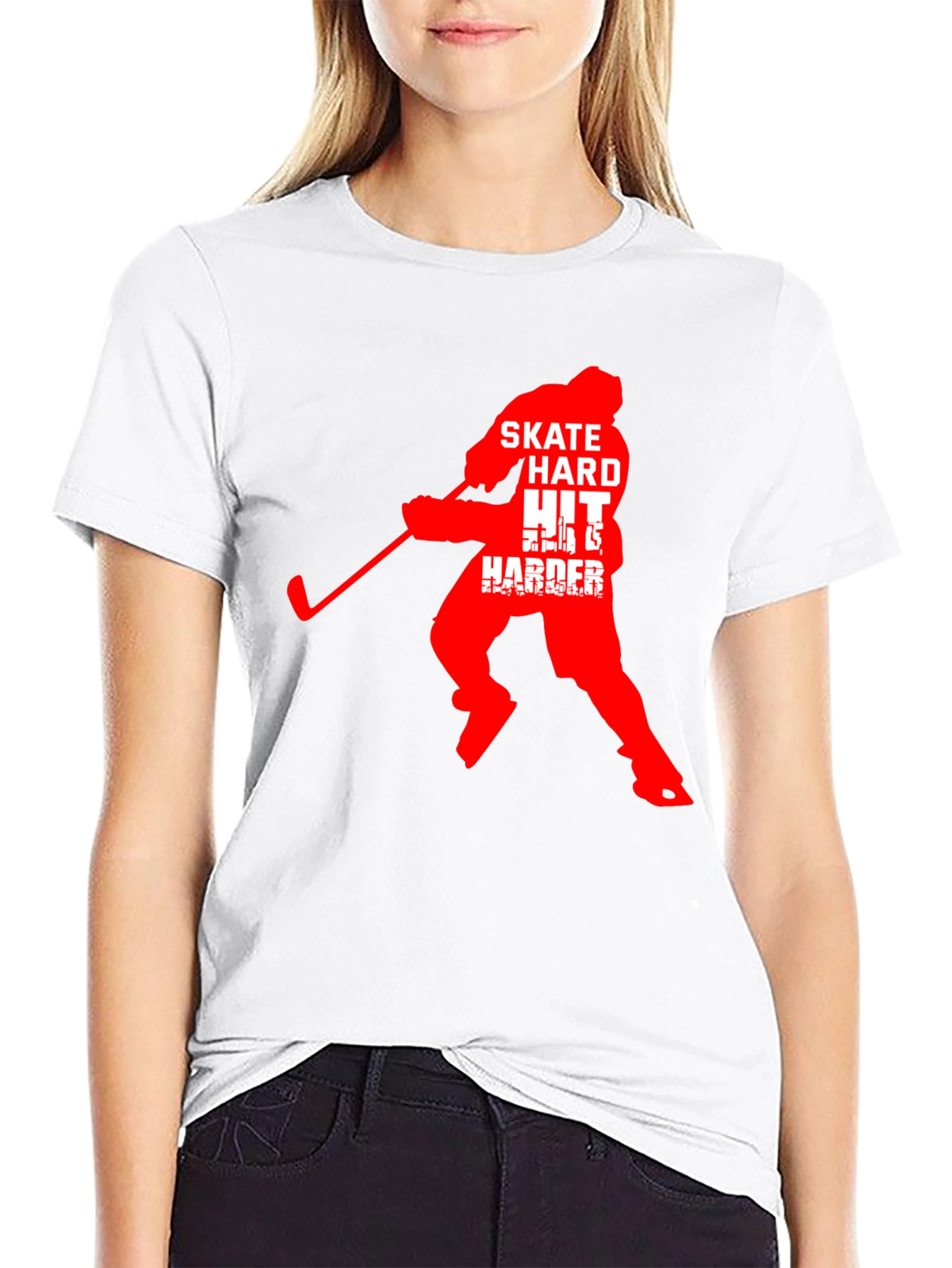 Black Hockey T-Shirt: Skate Hard, Hit Harder! view 9