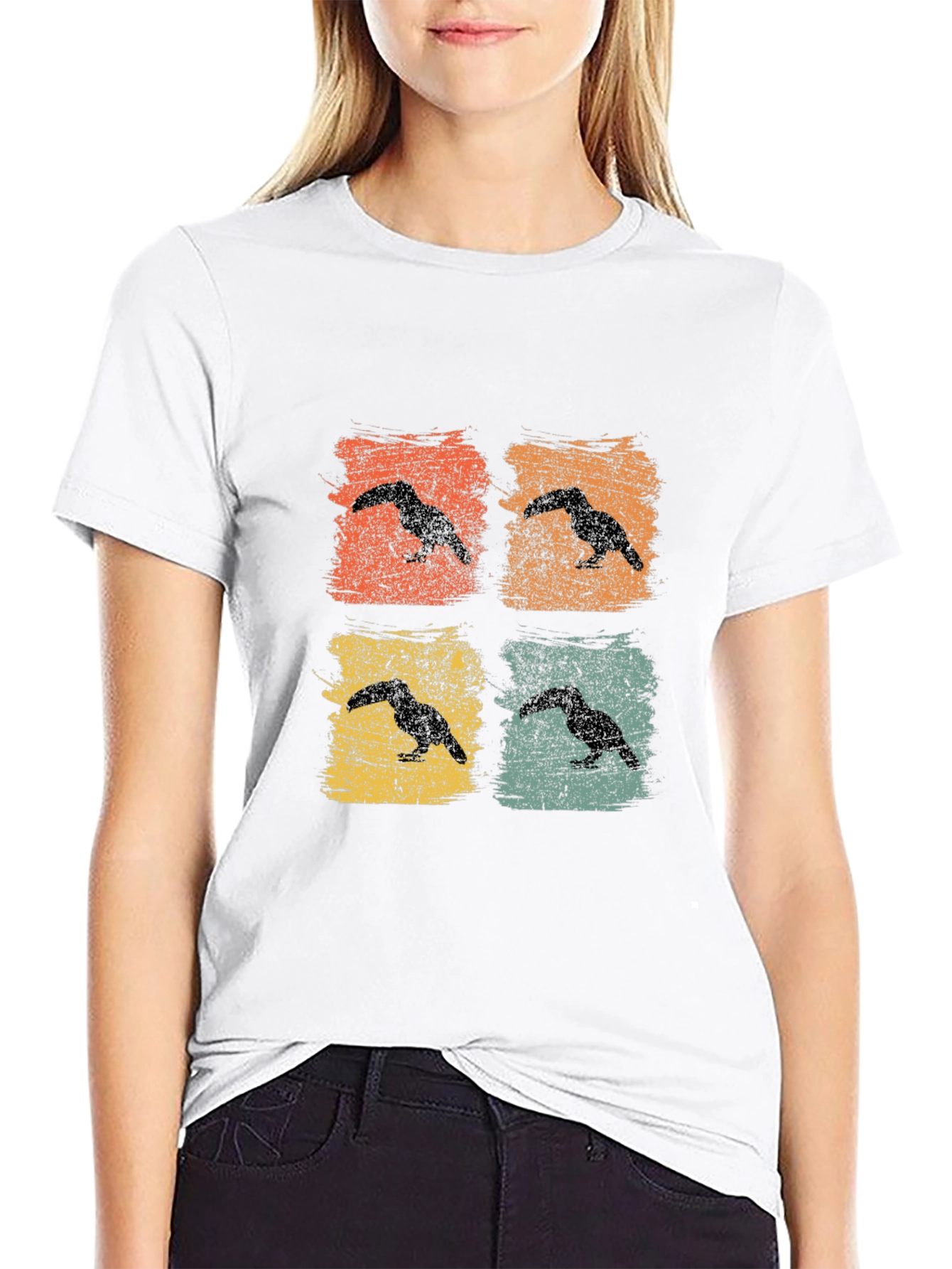 Black Retro Toucan Graphic T-Shirt view 9