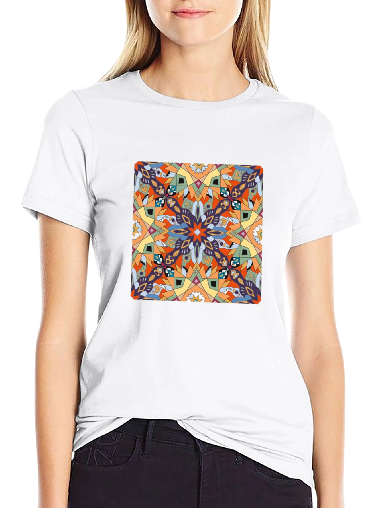 Abstract Pattern Graphic Print Tee - Black - 9