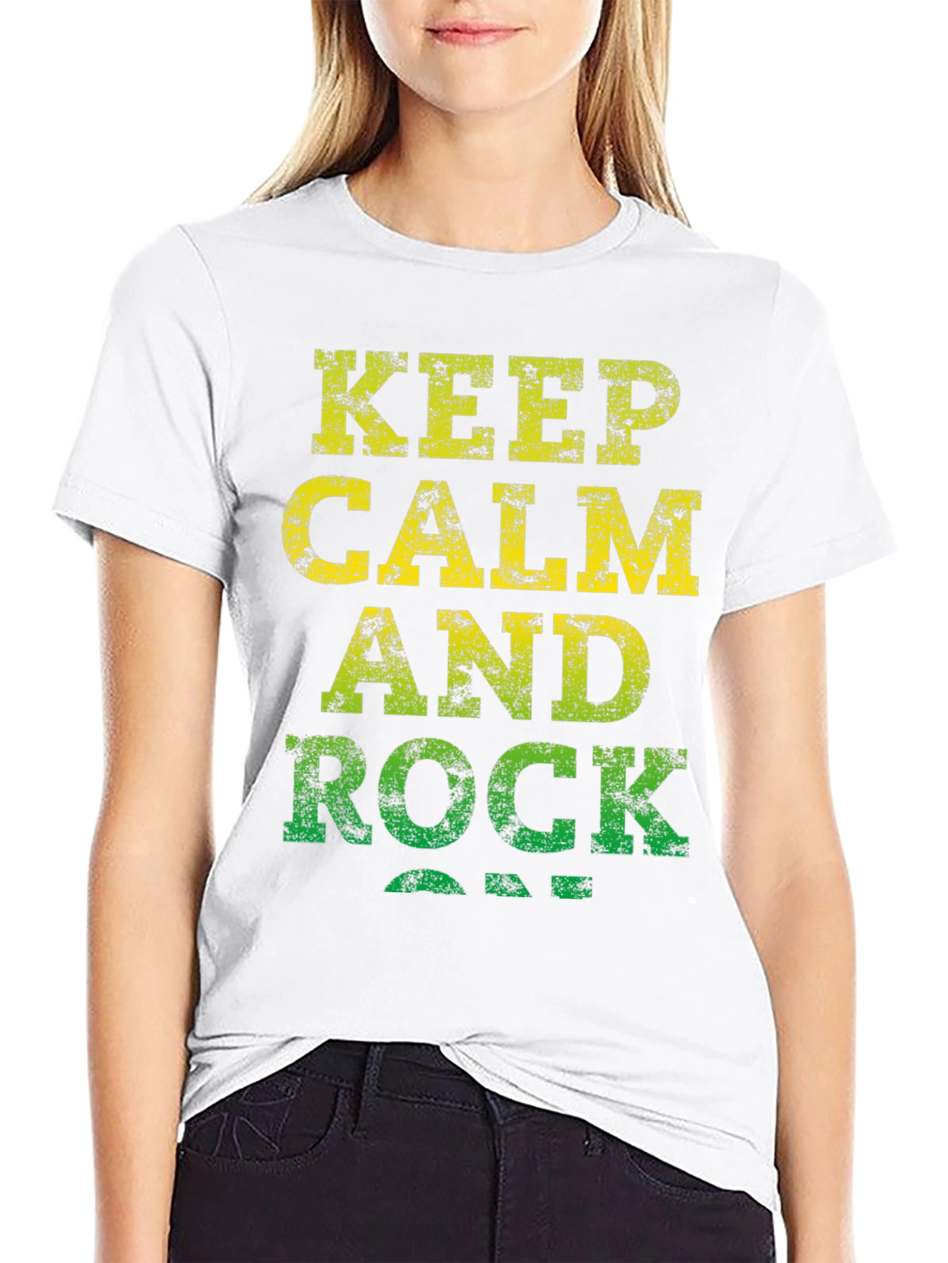Black Keep Calm and Rock On Black T-Shirt view 9