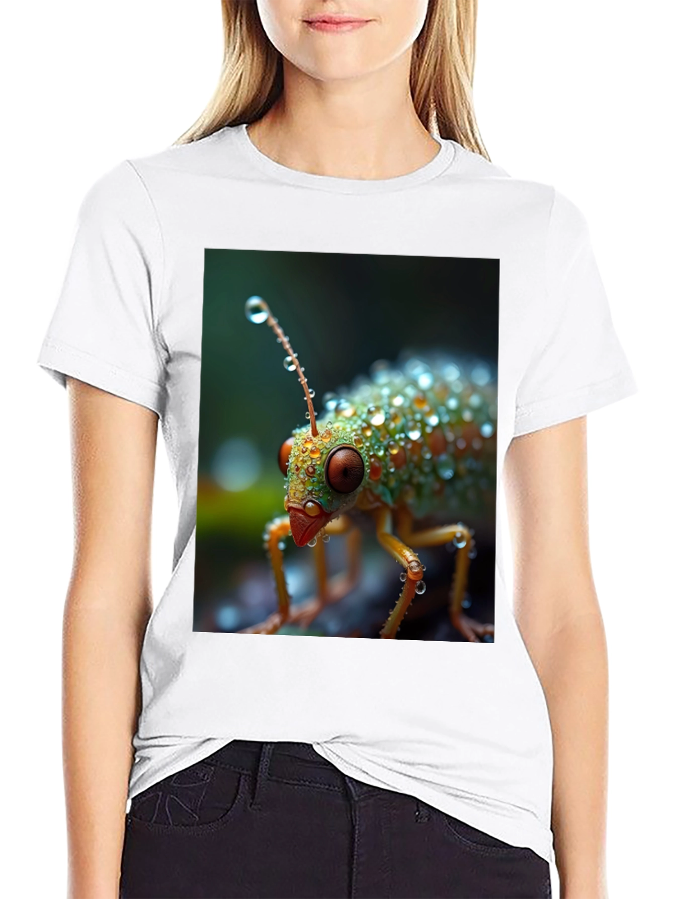 Black Insect Raindrops Graphic Tee view 9