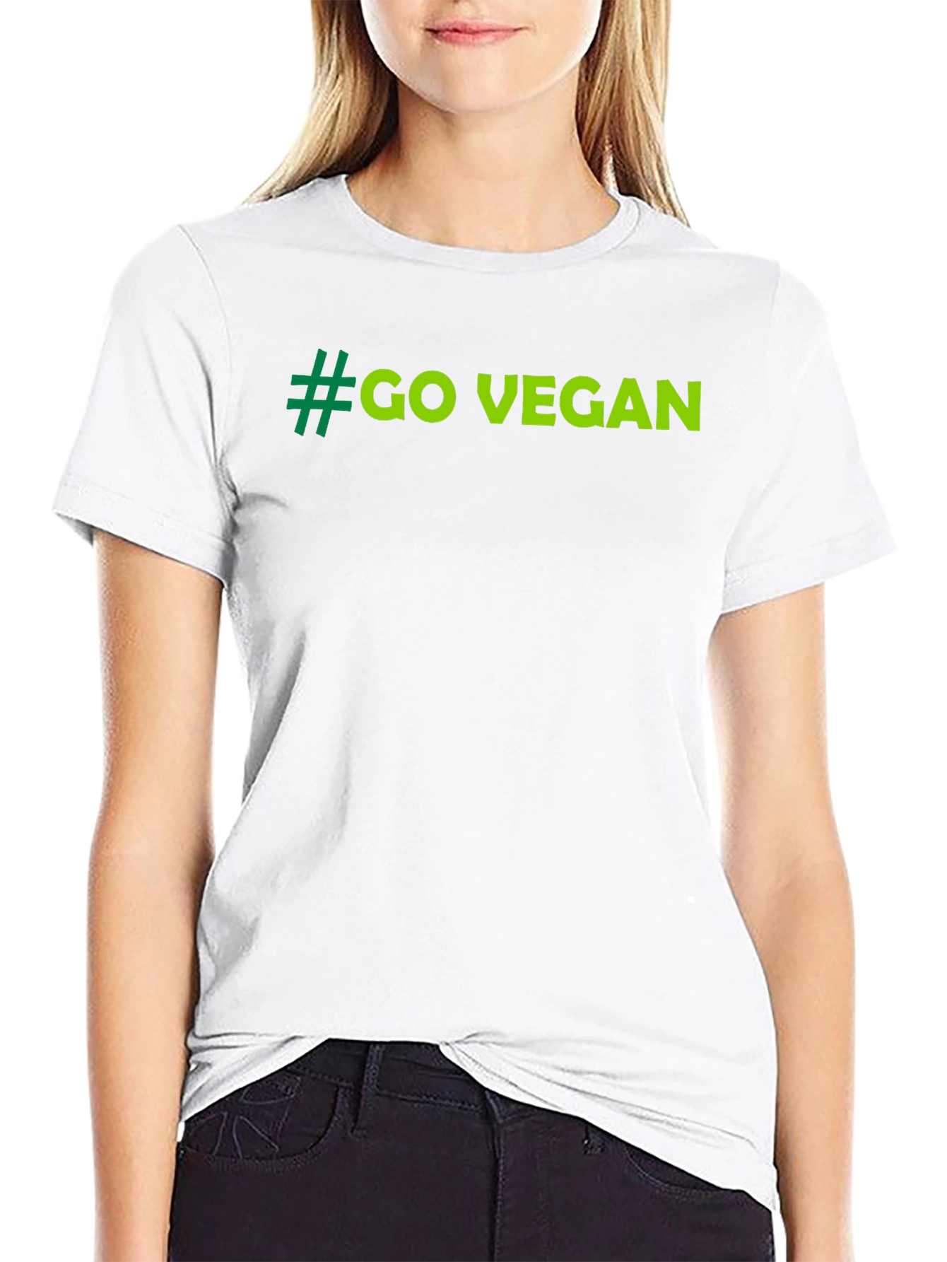 Black Go Vegan Tee - Black Cotton T-Shirt view 9