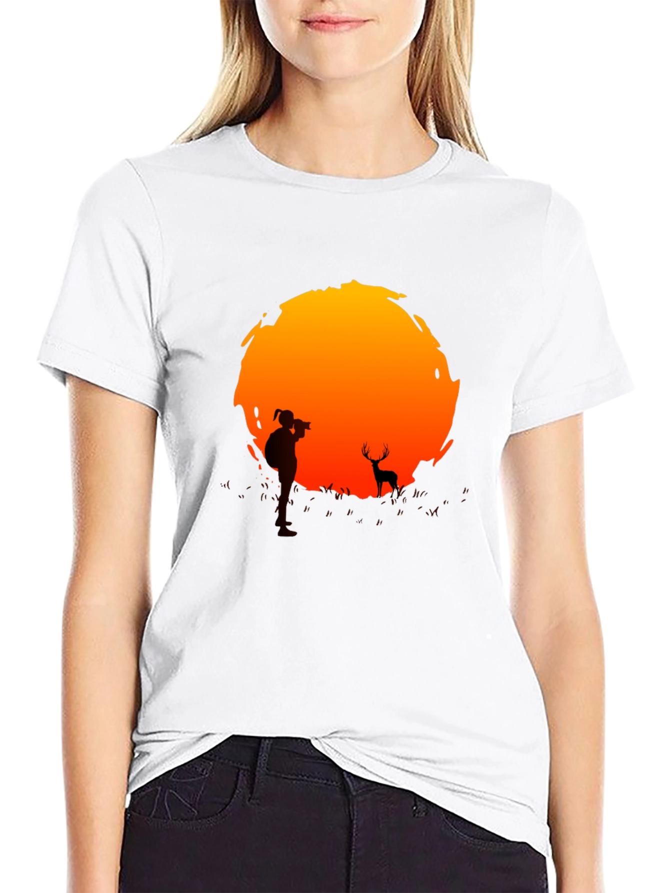Black Sunset Photographer Graphic Tee - Black Cotton T-Shirt view 9