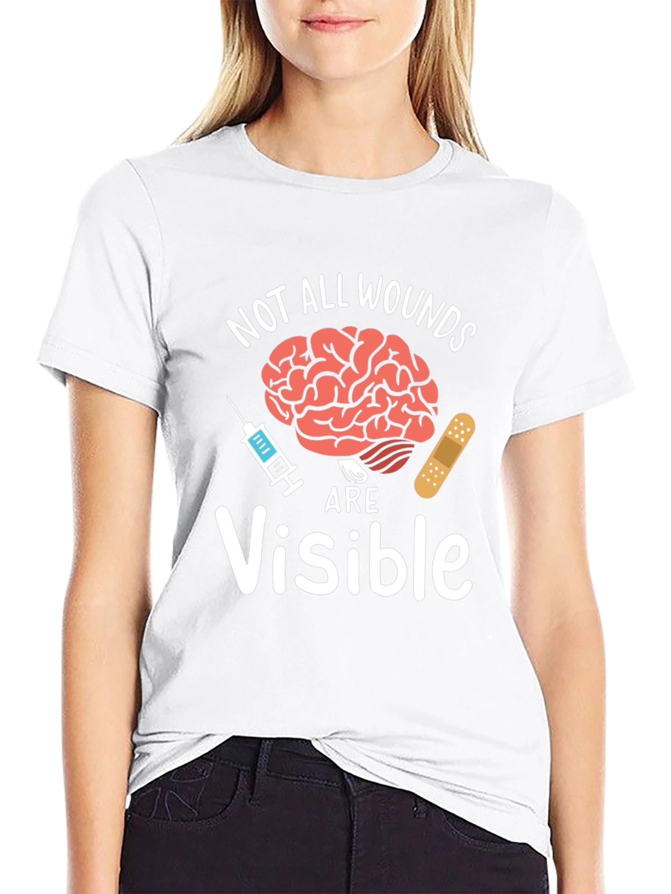 Black Not All Wounds Are Visible T-Shirt Mental Health Awareness  view 9