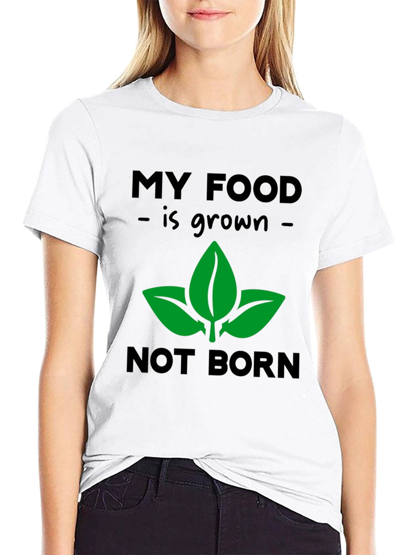 Black Vegan T-Shirt: My Food is Grown Not Born, Plant-Based Tee view 9