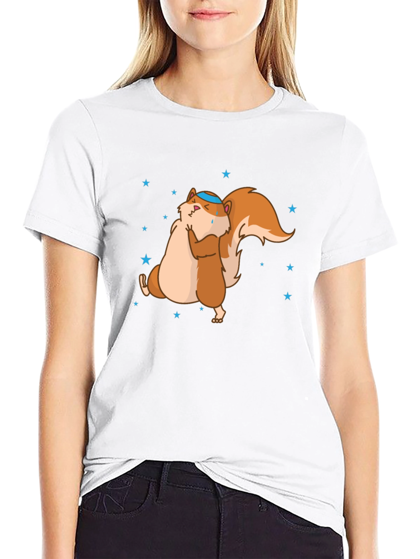 Black Funny Squirrel Hug T-Shirt - Unisex Cotton Tee view 9