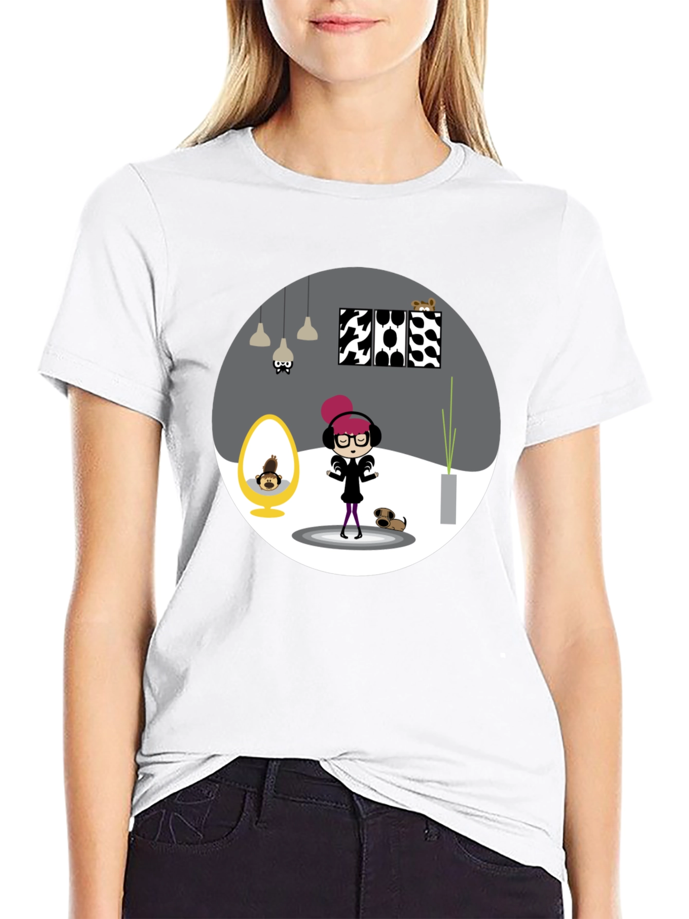 Black Cartoon Graphic Tee - Funky Room Print view 9