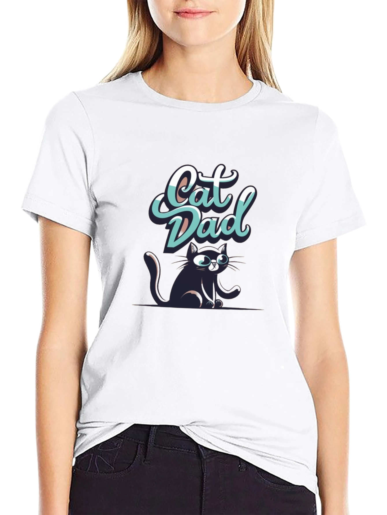 Black Cat Dad Graphic T-Shirt view 9