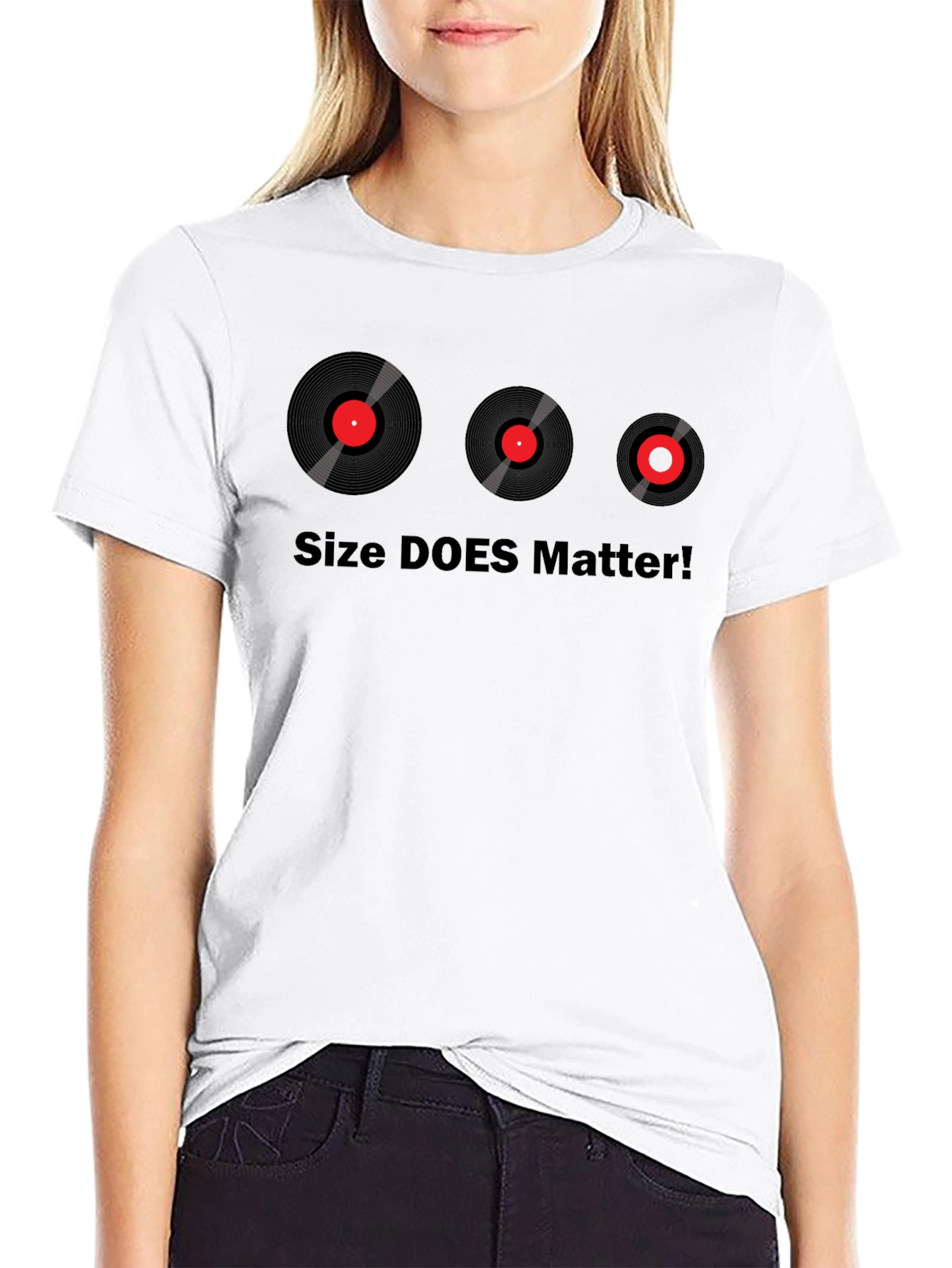 Black Size DOES Matter T-Shirt - Vinyl Record Design view 9