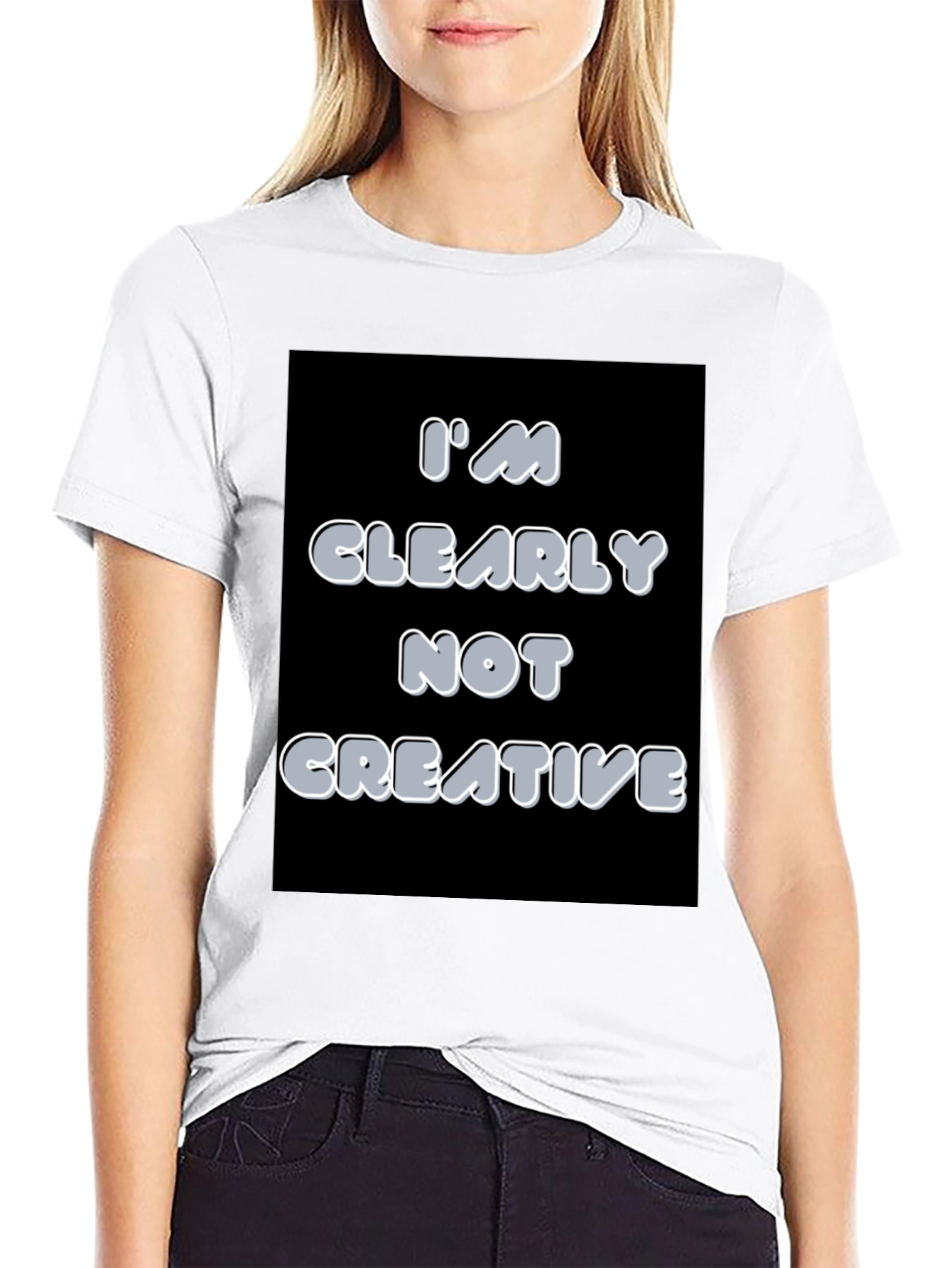 Black I'm Clearly Not Creative Graphic T-Shirt view 9