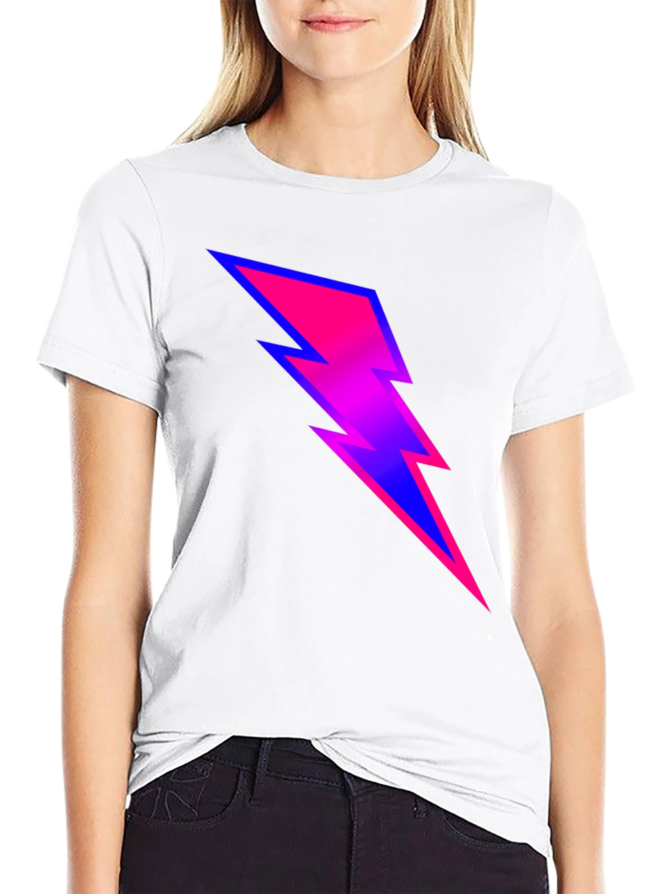 Black Electric Bolt Graphic Tee - Black Cotton Blend T-Shirt view 9