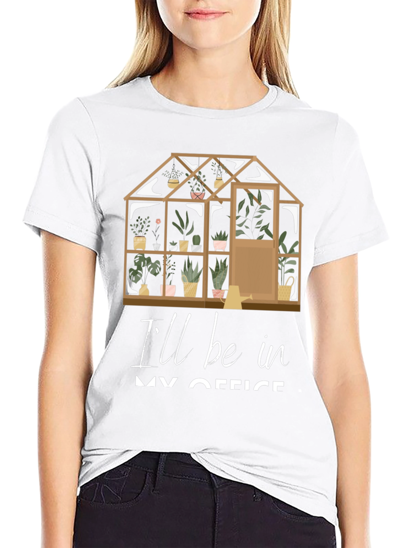 Black Gardener's Office T-Shirt: Greenhouse Design view 9