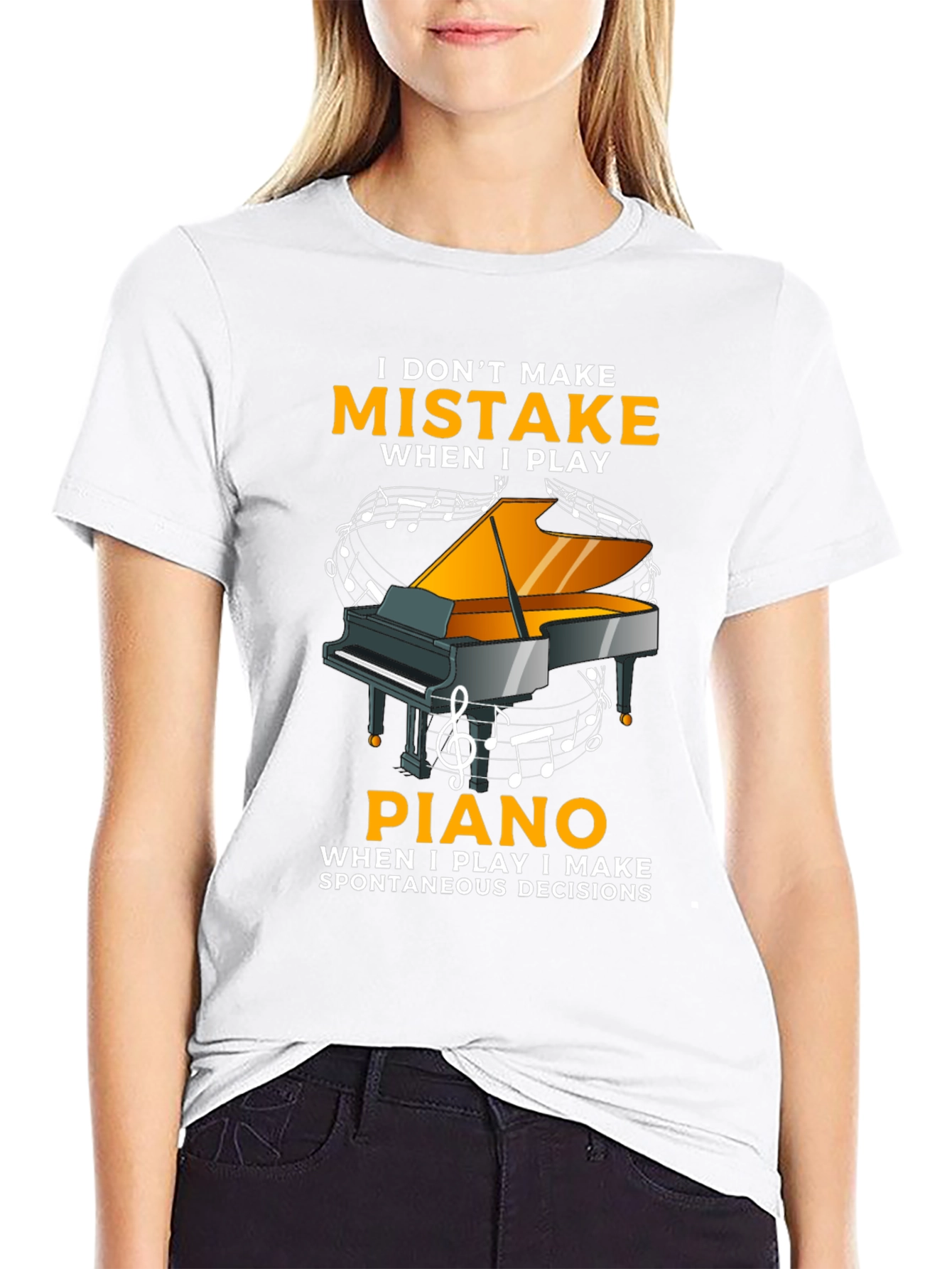 Black I Don't Make Mistakes When I Play Piano T-Shirt view 9