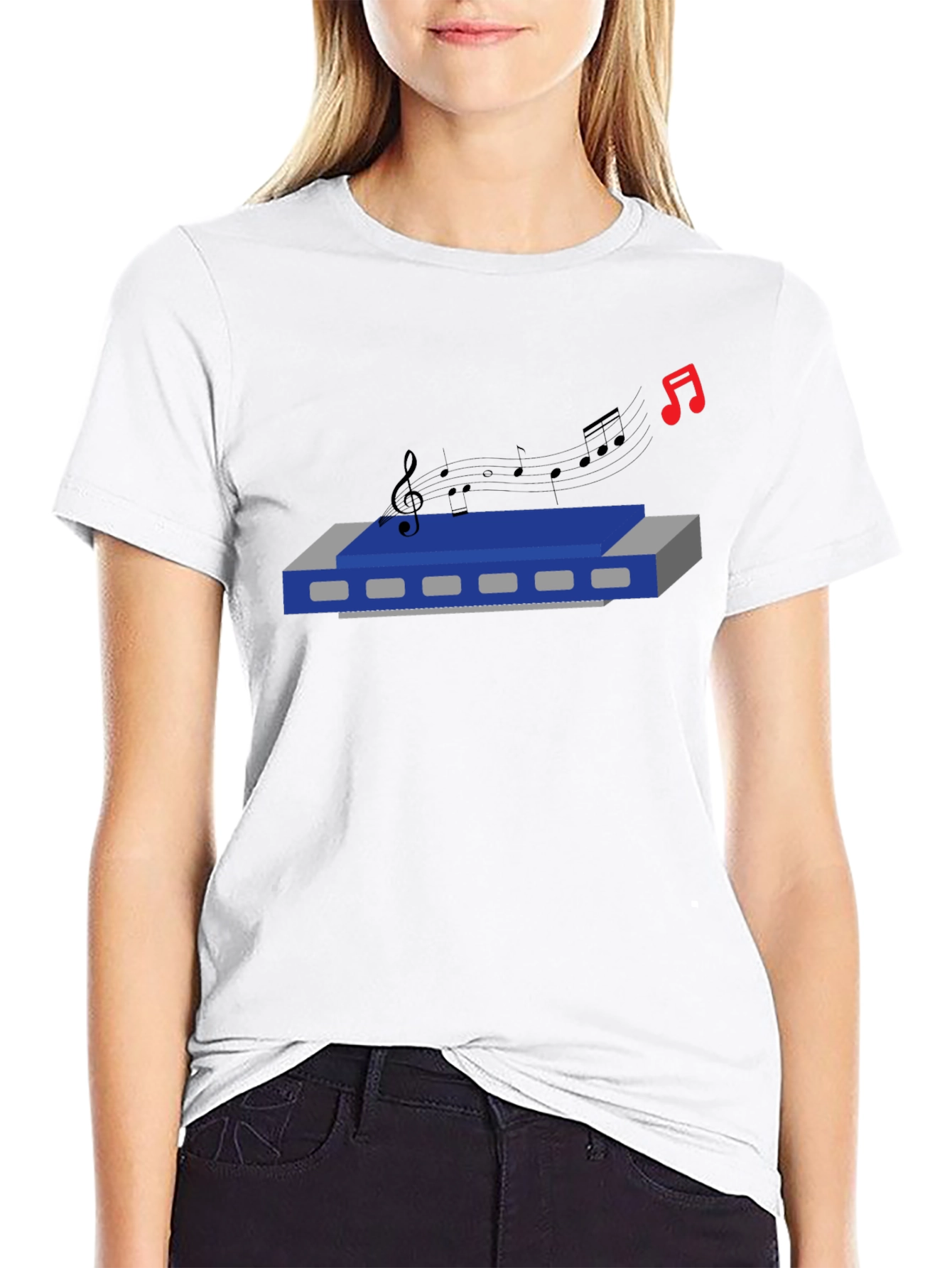 Black Harmonica Music T-Shirt - Blues Player Tee view 9