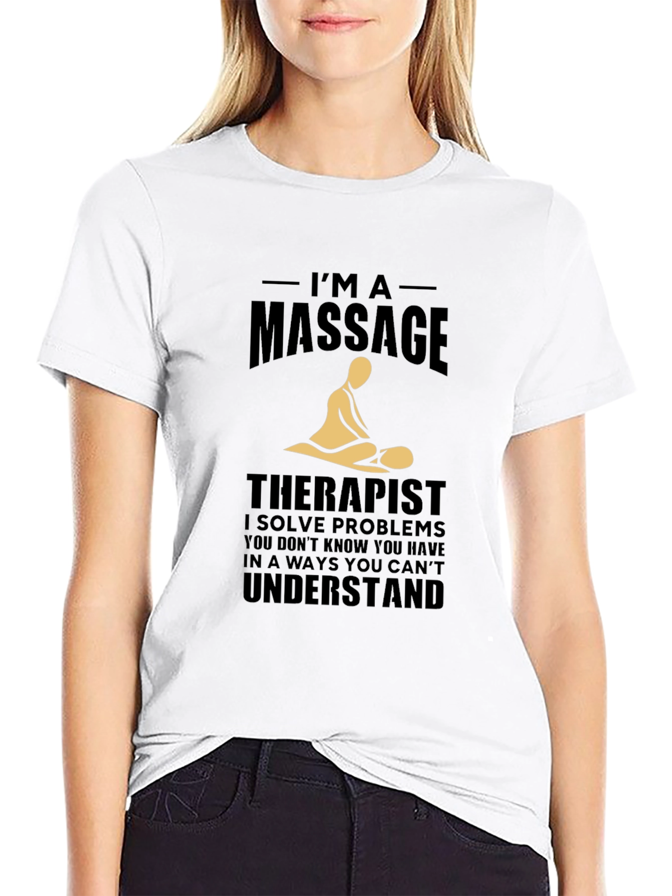 Black Massage Therapist Novelty Graphic T-Shirt view 9