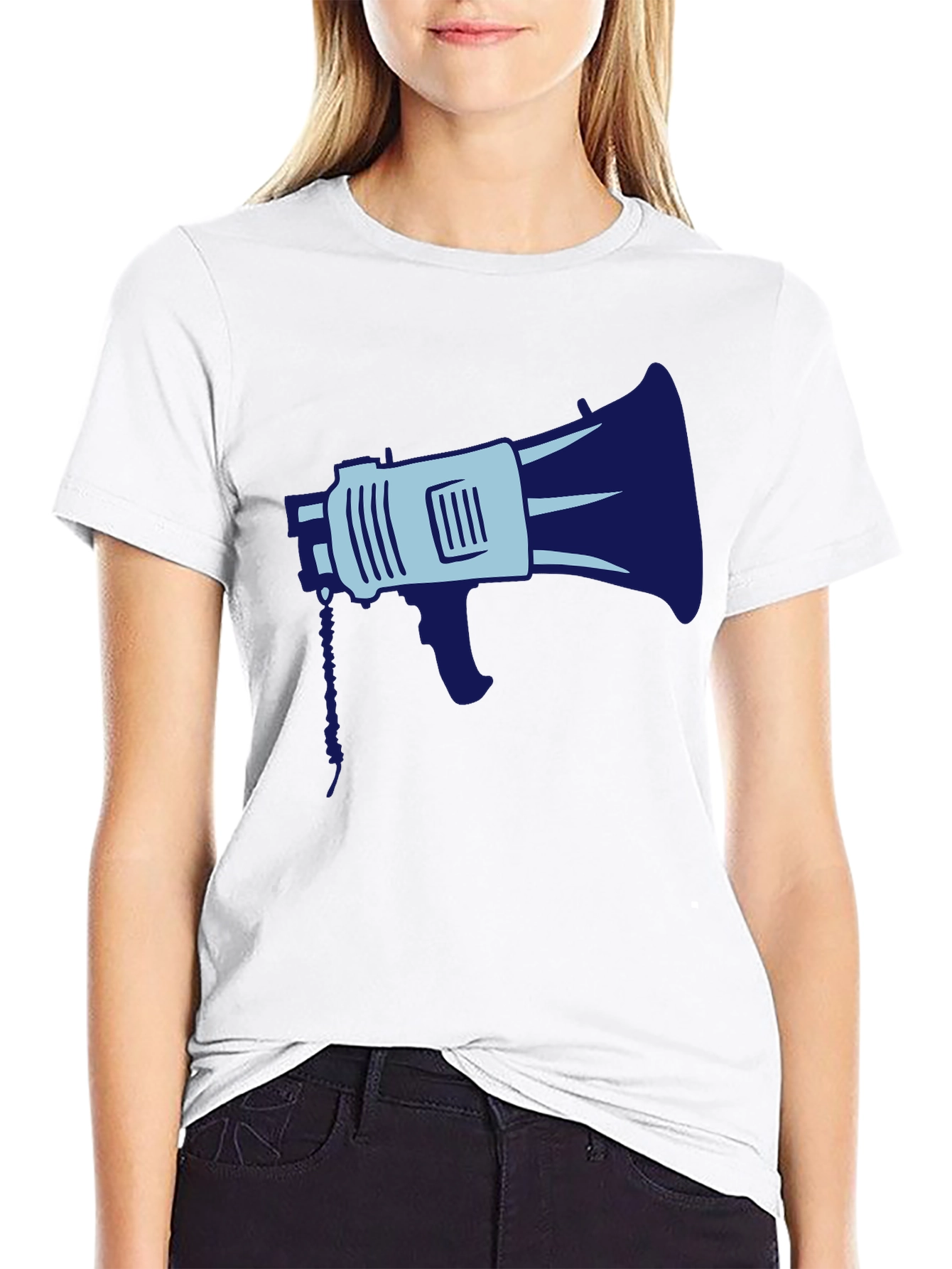 Black Megaphone Graphic Tee - Black Cotton Blend view 9