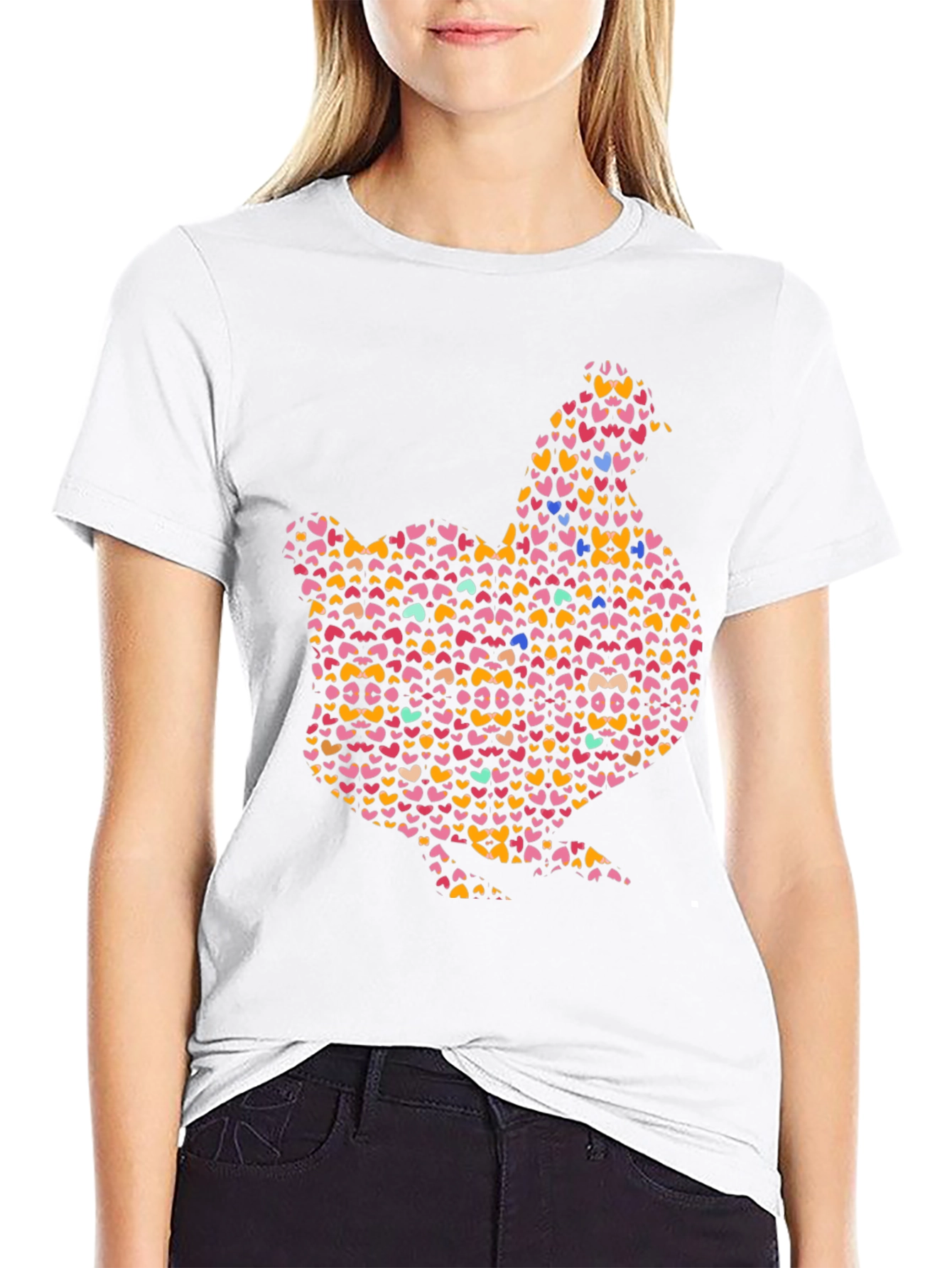 Black Heart Chicken Graphic Black T-Shirt view 9