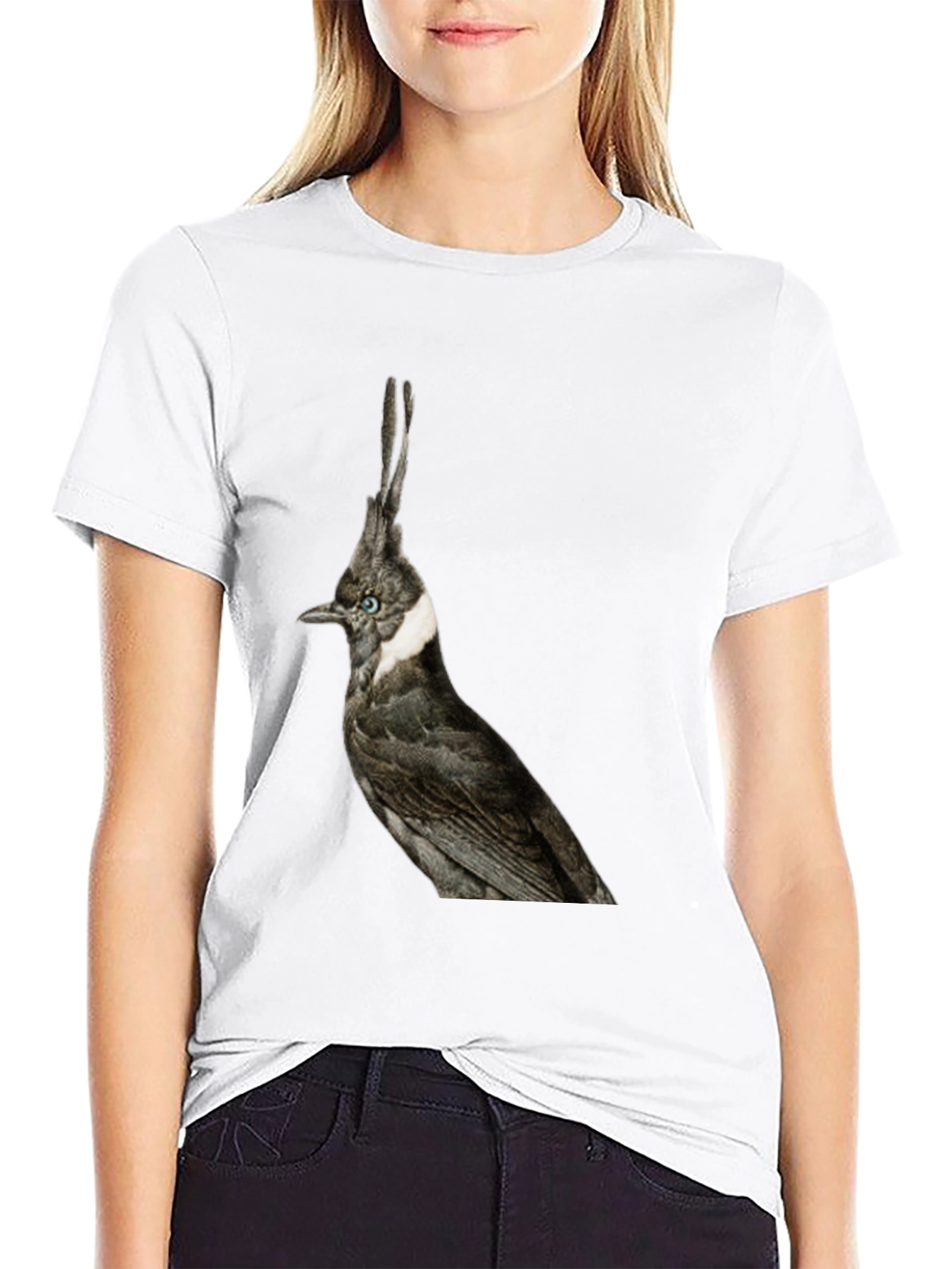 Black Crested Bird Graphic T-Shirt - Unique Style view 9