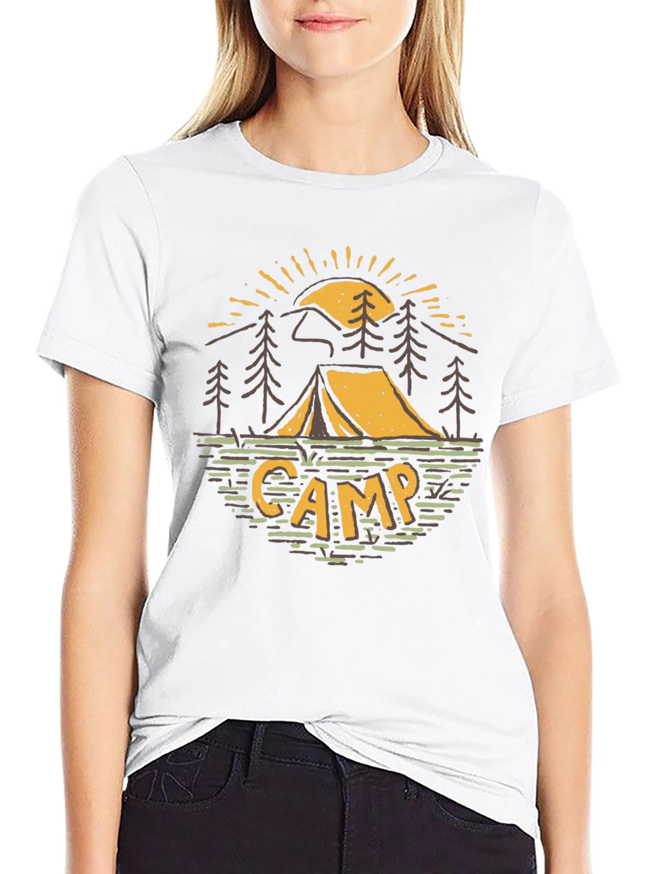 Black Camping Adventure Graphic Tee - Black Cotton T-Shirt view 9