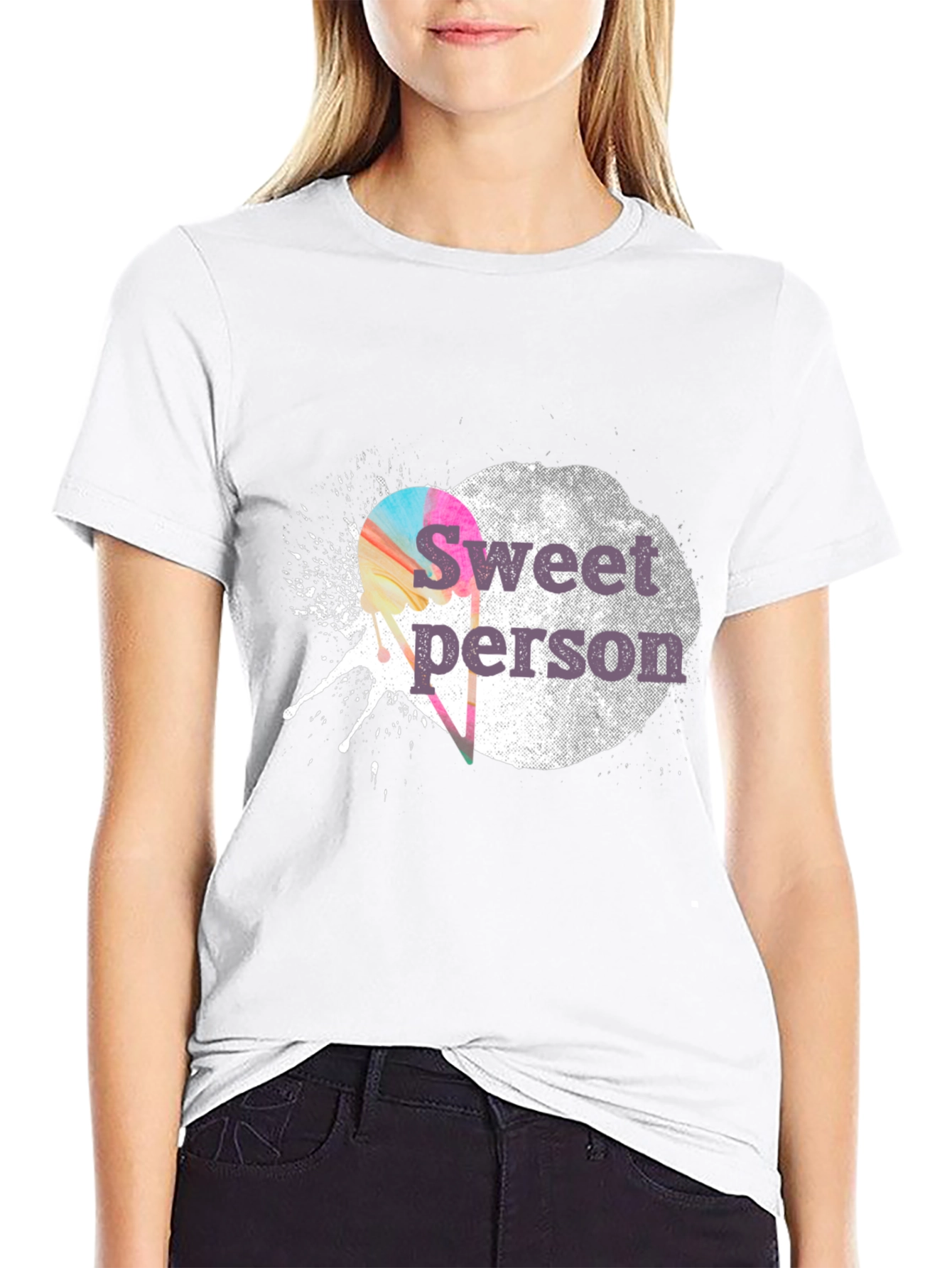 Black Sweet Person Graphic Tee - Soft Cotton Blend view 9