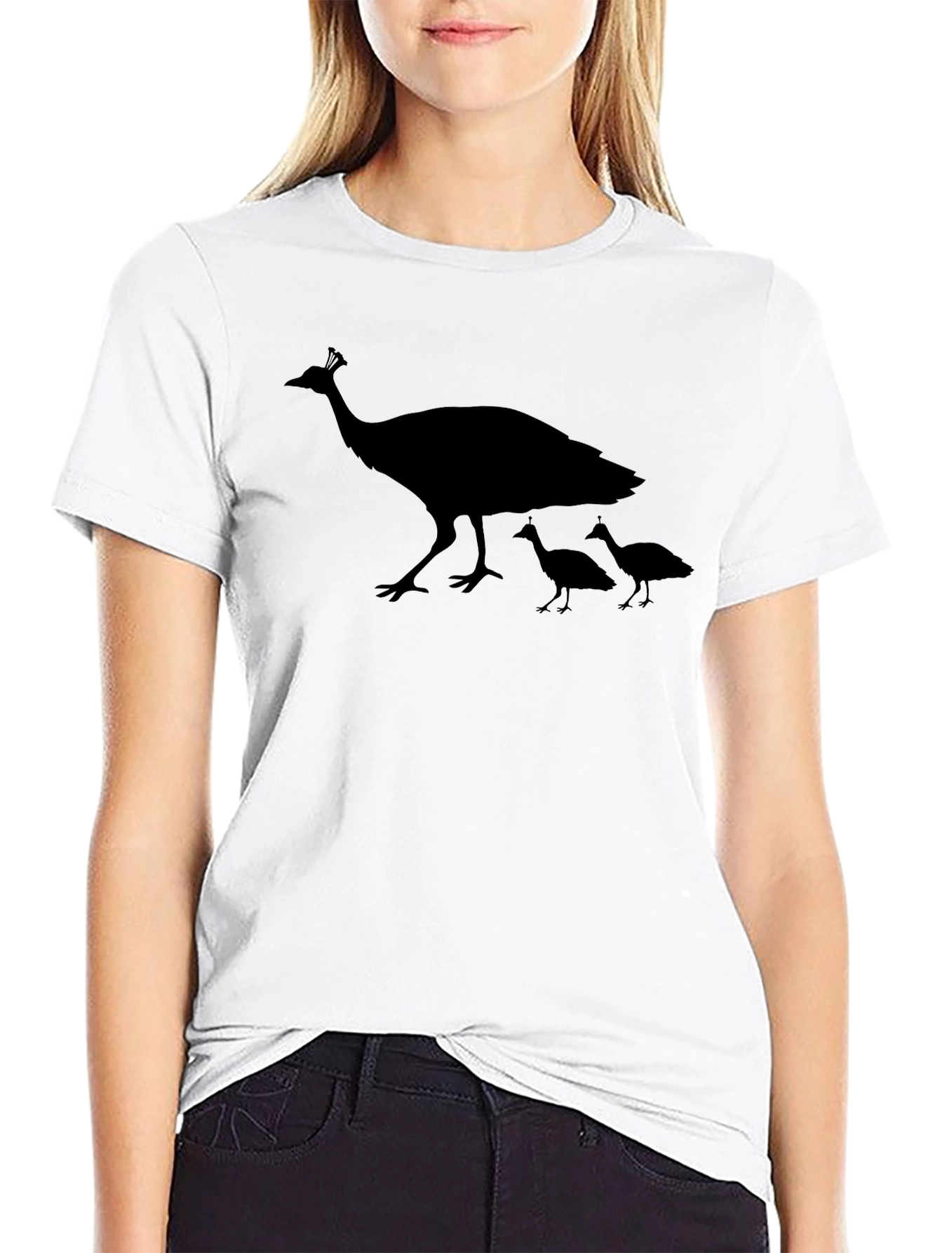 Black Peacock Family Graphic T-Shirt - Stylish Black Tee view 9